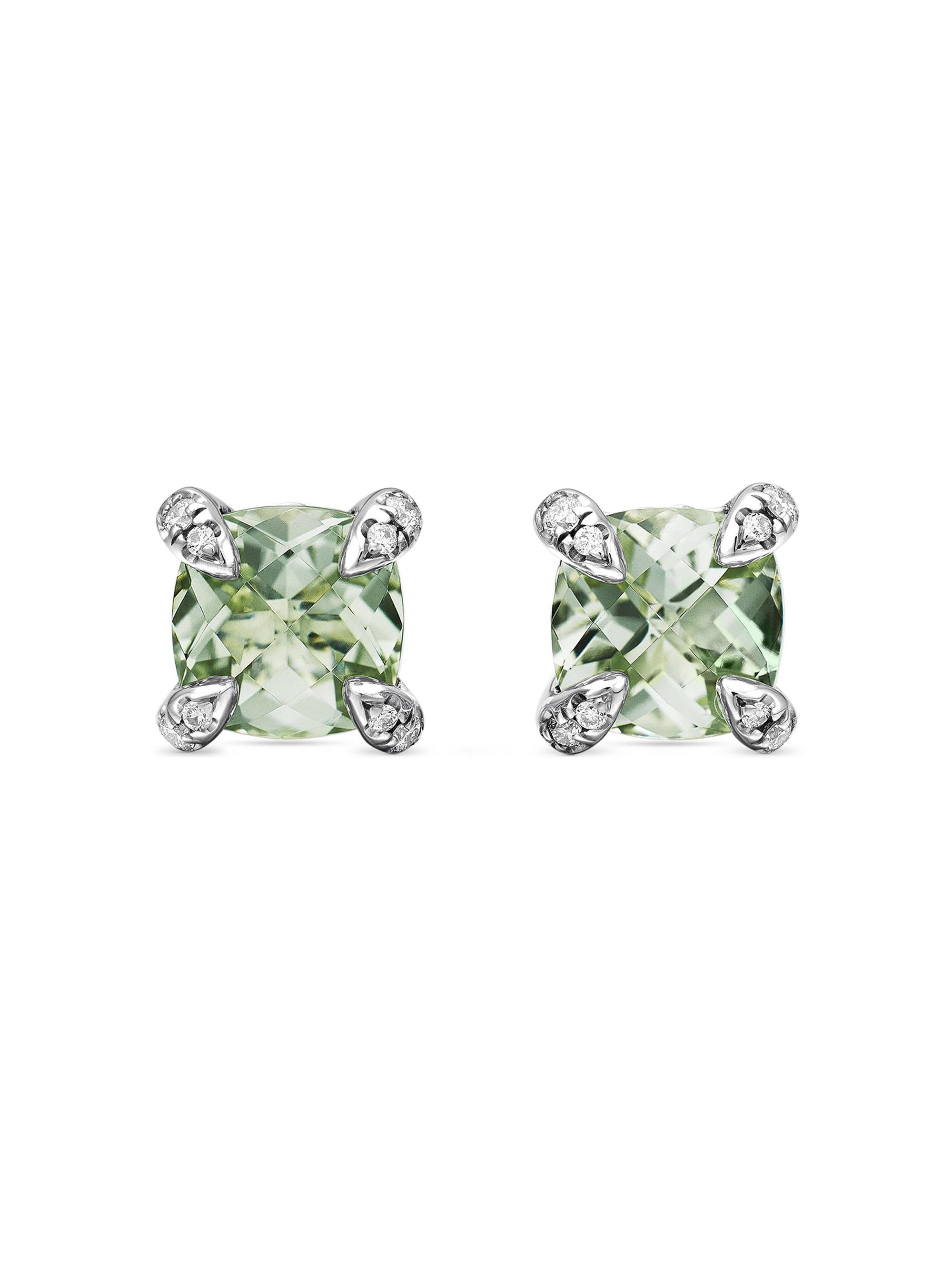 David Yurman Women's Petite Chatelaine Stud Earrings in Sterling Silver - Prasiolite