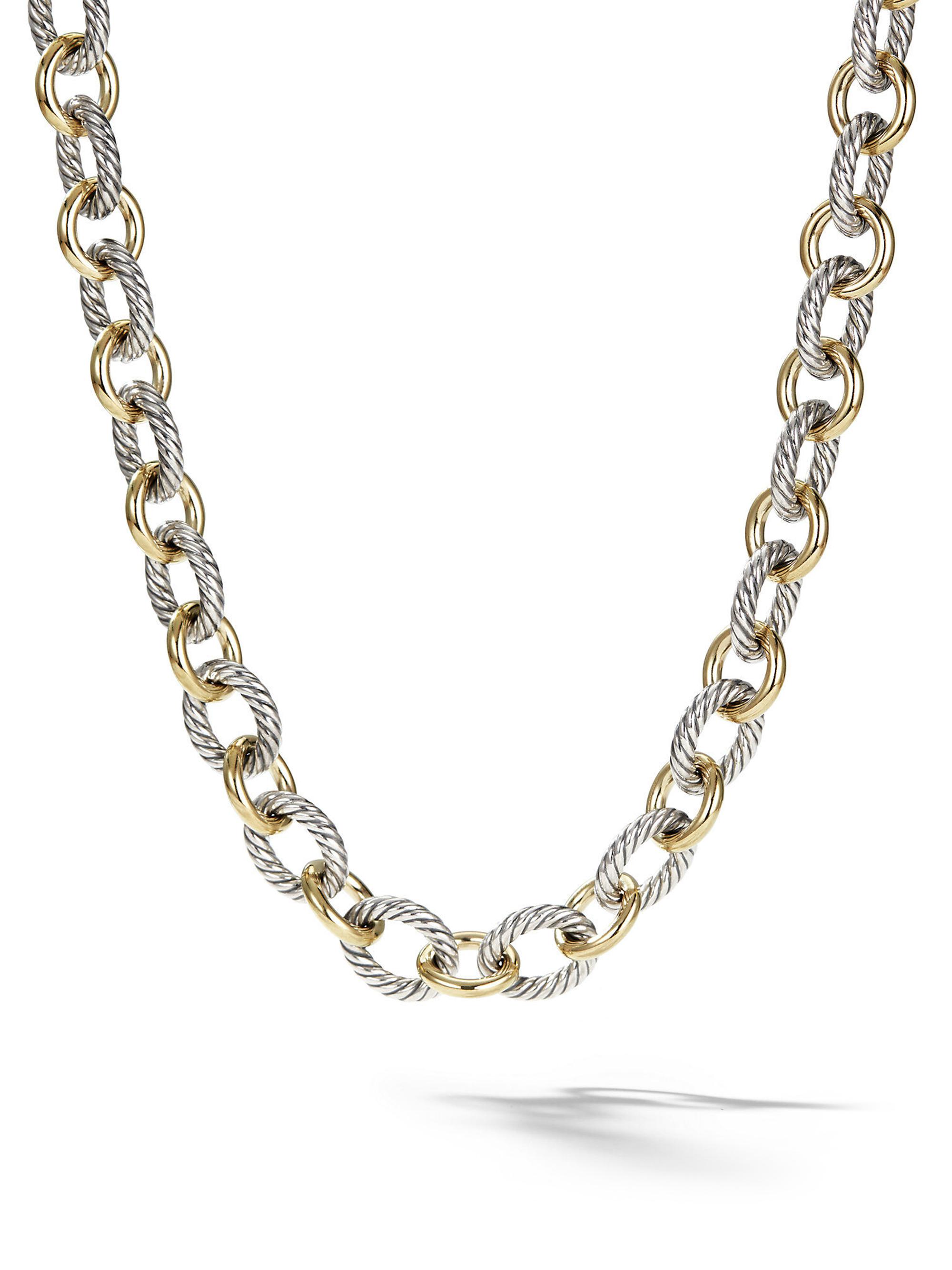 David Yurman Women's Oval Link Chain Necklace with K Yellow Gold - Sterling Silver