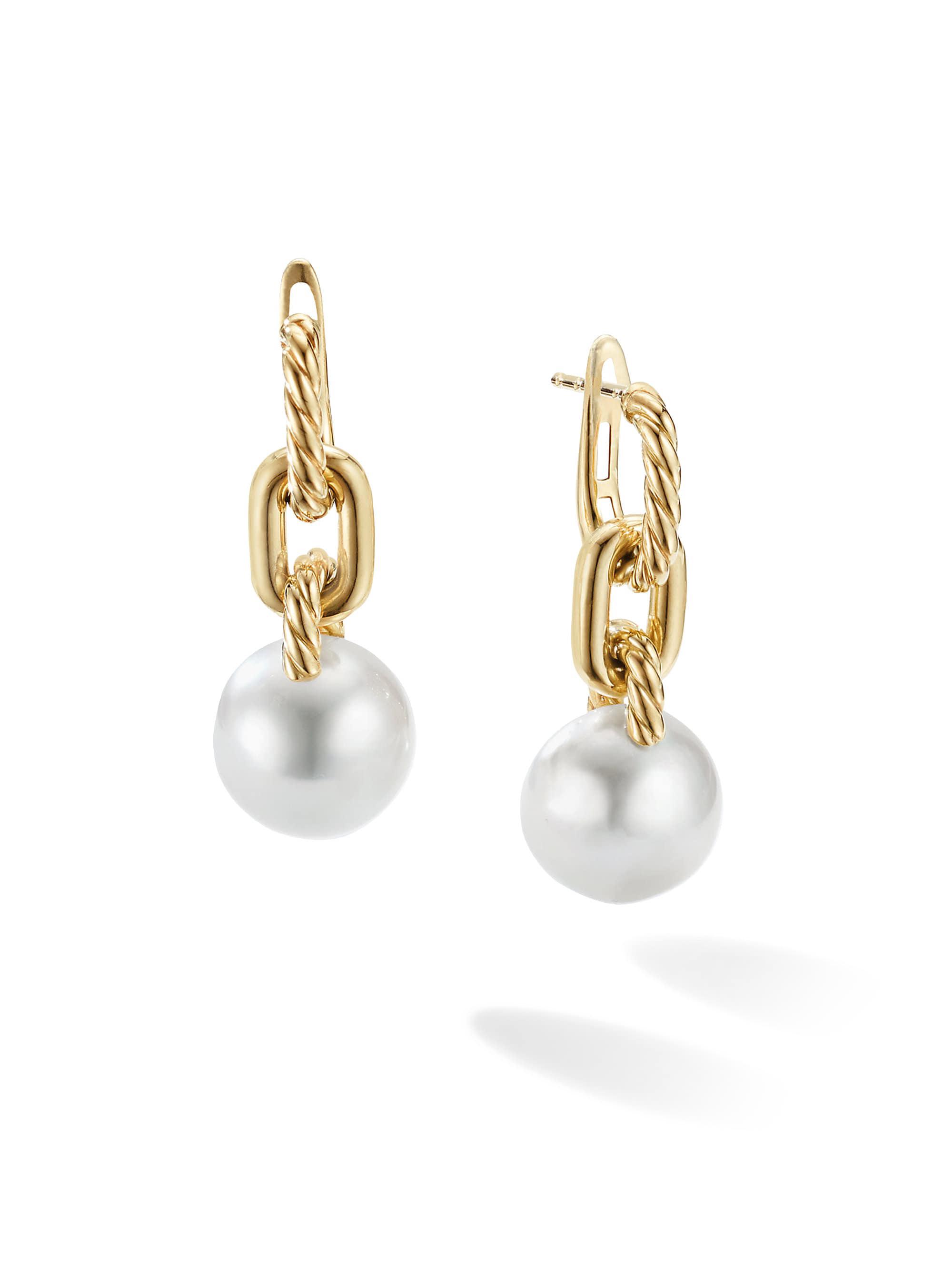 David Yurman Women's Madison 11-12MM Pearl Chain Drop Earrings In 18K Yellow Gold - Gold