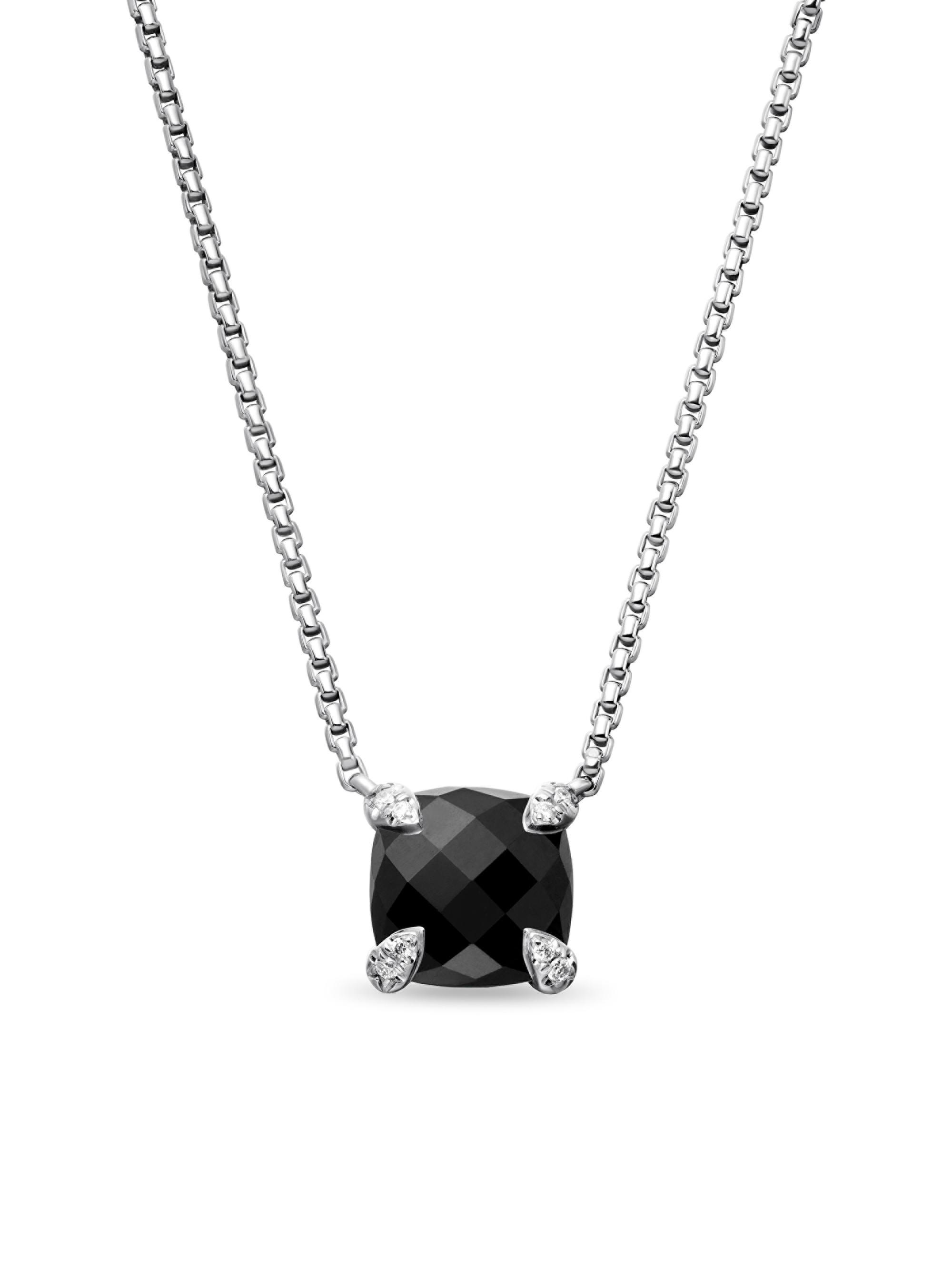 David Yurman Women's Petite Chatelaine Pendant Necklace with Pave Diamonds - Black Onyx
