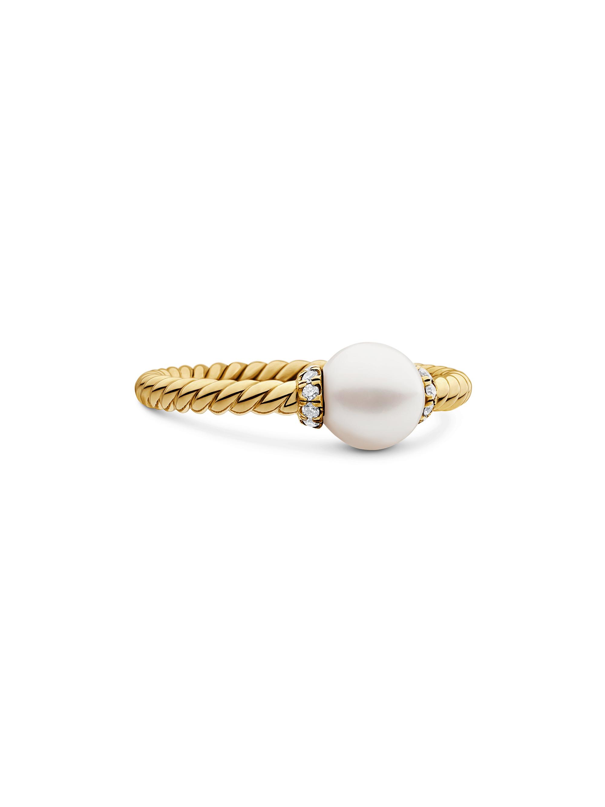 David Yurman Women's Petite Solari Station Ring In 18K Yellow Gold - Pearl