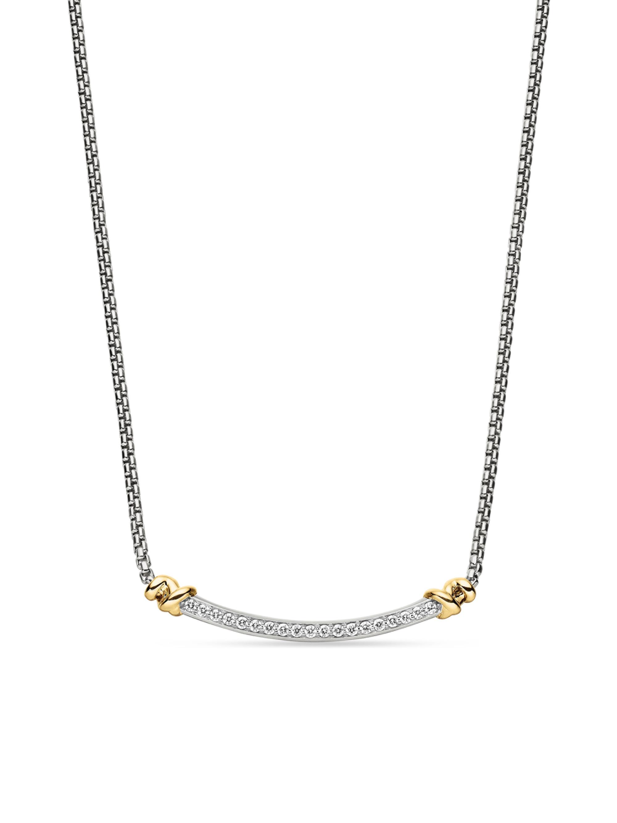 David Yurman Women's Petite Helena Wrap Station Necklace in Sterling Silver with 18K Yellow Gold and Diamonds, 29mm - Diamond