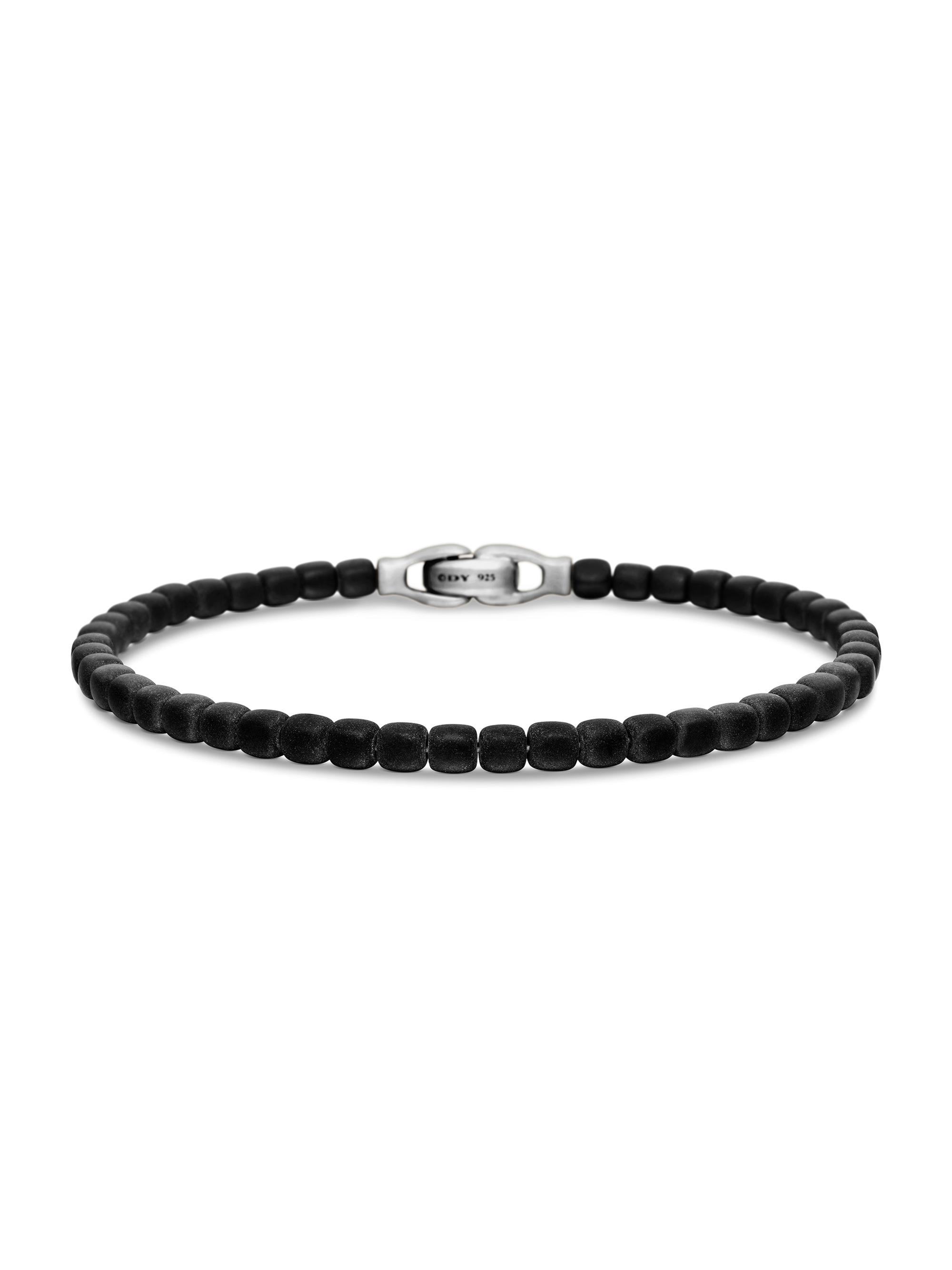 David Yurman Men's Spiritual Beads Cushion Bracelet in Sterling Silver - Black Onyx