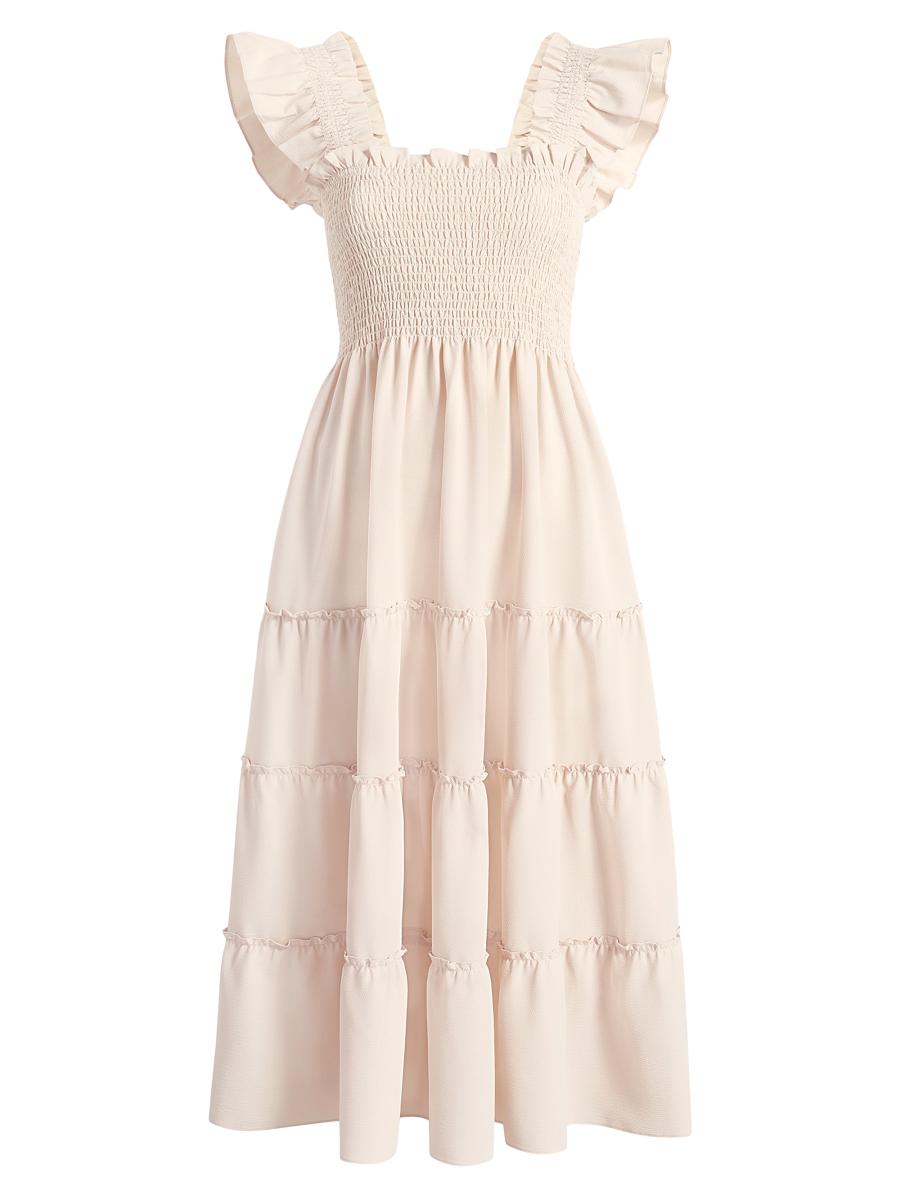 chinese dress ladies The Lace Ribbon Ellie Nap Dress in White Lace with Black Ribbon main image 1