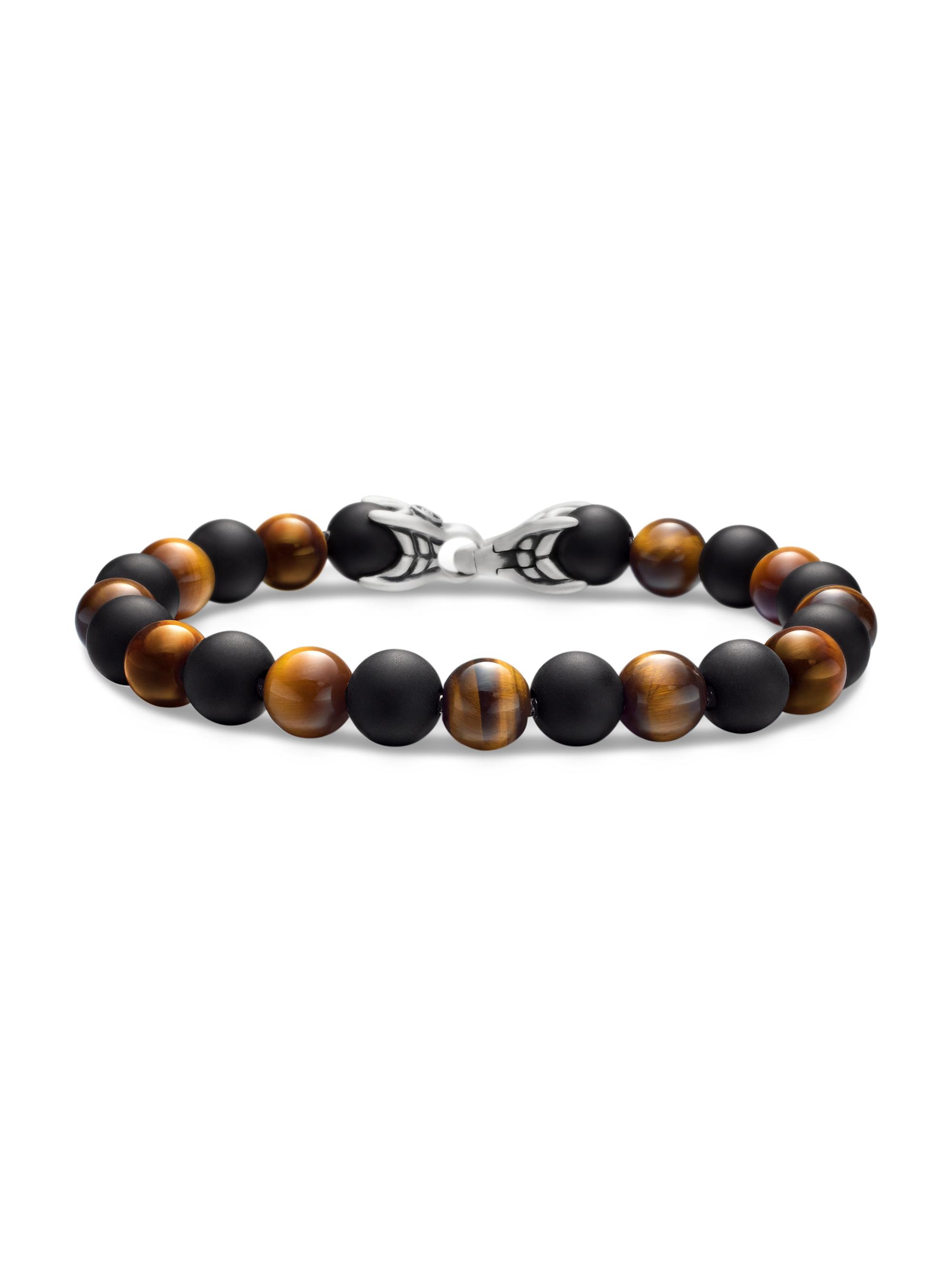 David Yurman Men's Spiritual Beads Alternating Bracelet in Sterling Silver - Black Onyx