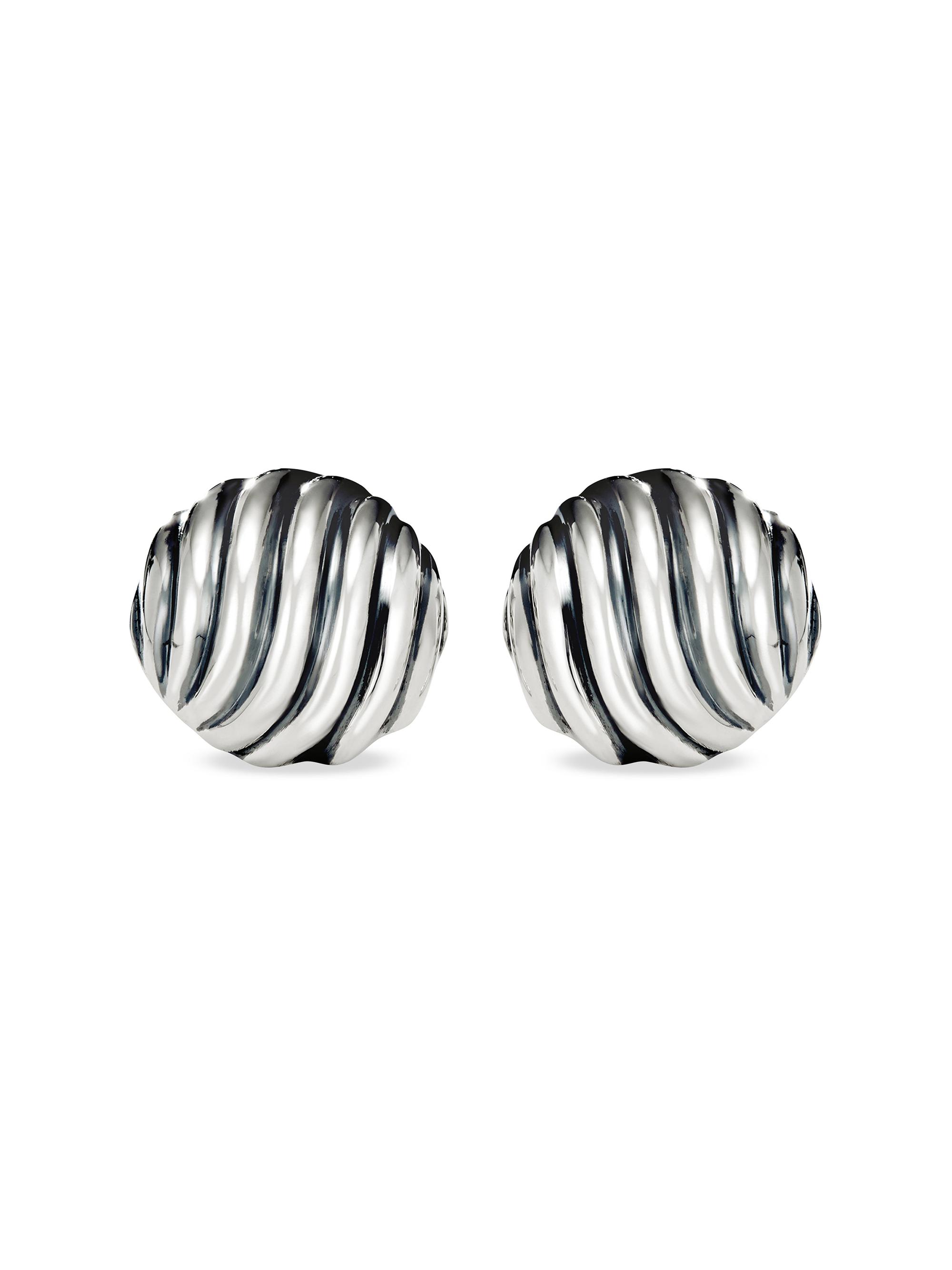 David Yurman Women's Sculpted Cable Stud Earrings in Sterling Silver, 14mm - Silver