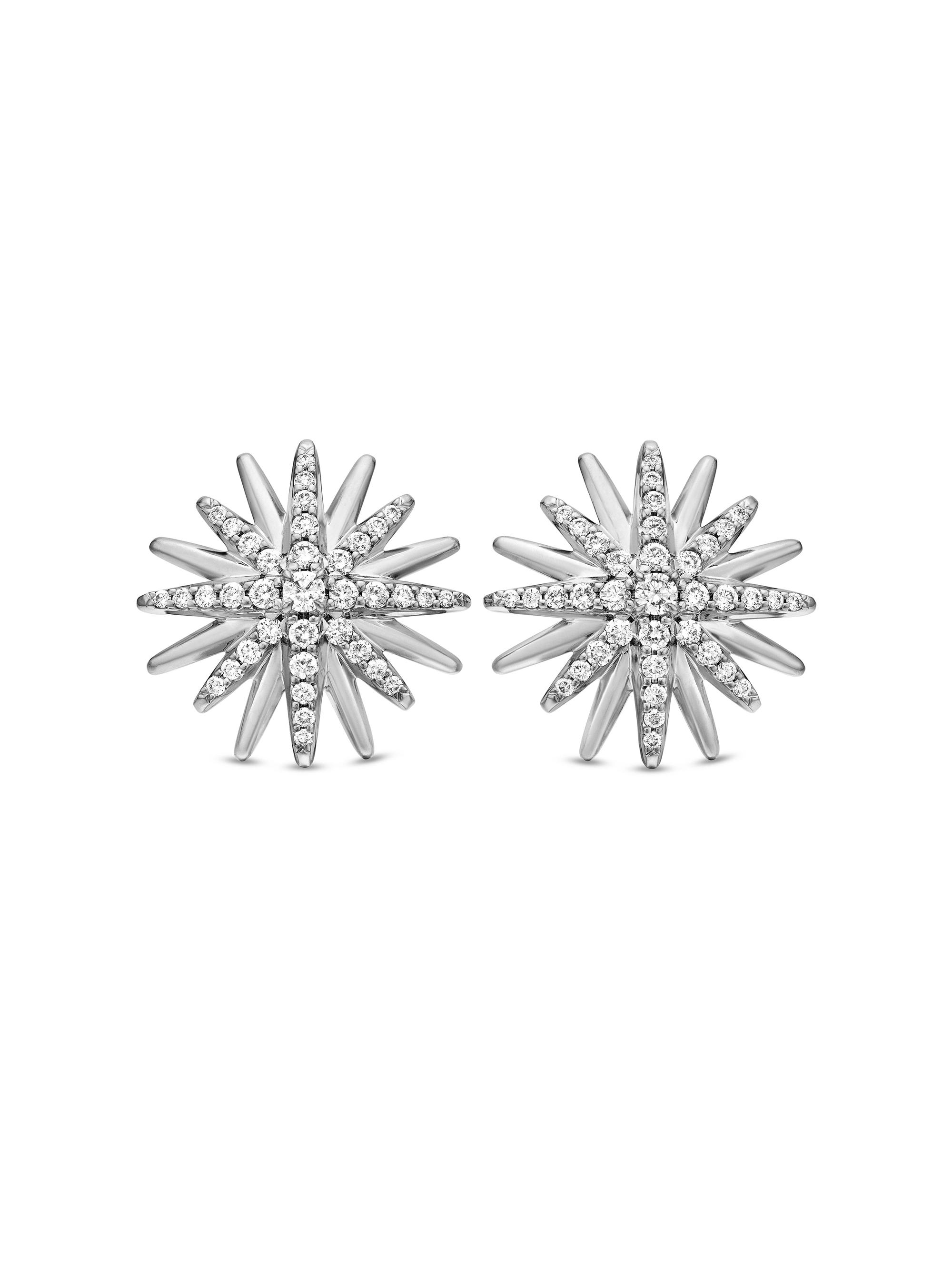 David Yurman Women's Starburst Stud Earrings in Sterling Silver with Diamonds, 19MM - Diamond