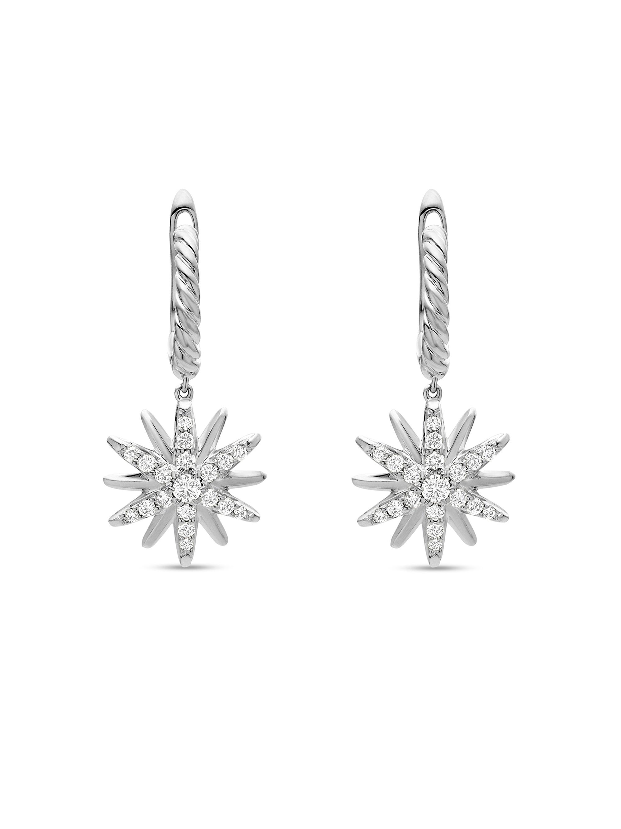 David Yurman Women's Starburst Drop Earrings in Sterling Silver with Diamonds, 25mm - Diamond