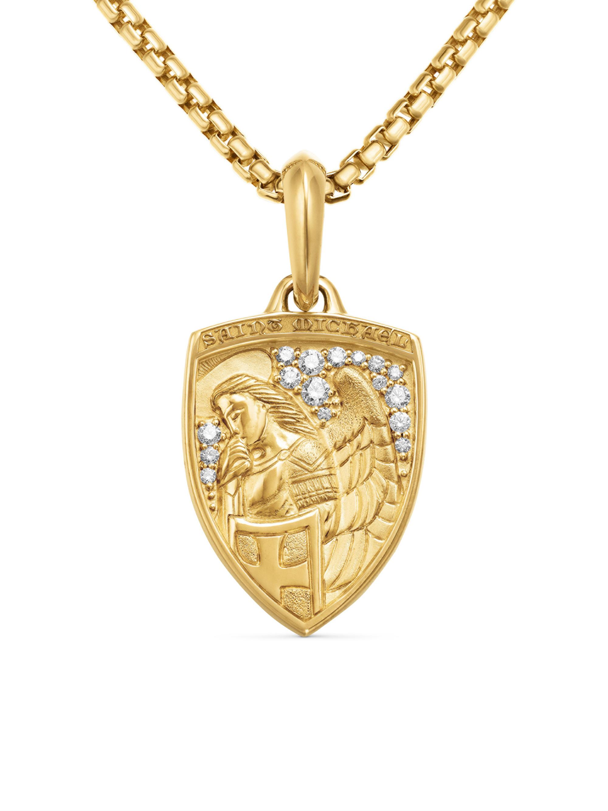 David Yurman Men's St. Michael Amulet in 18K Yellow Gold - Gold