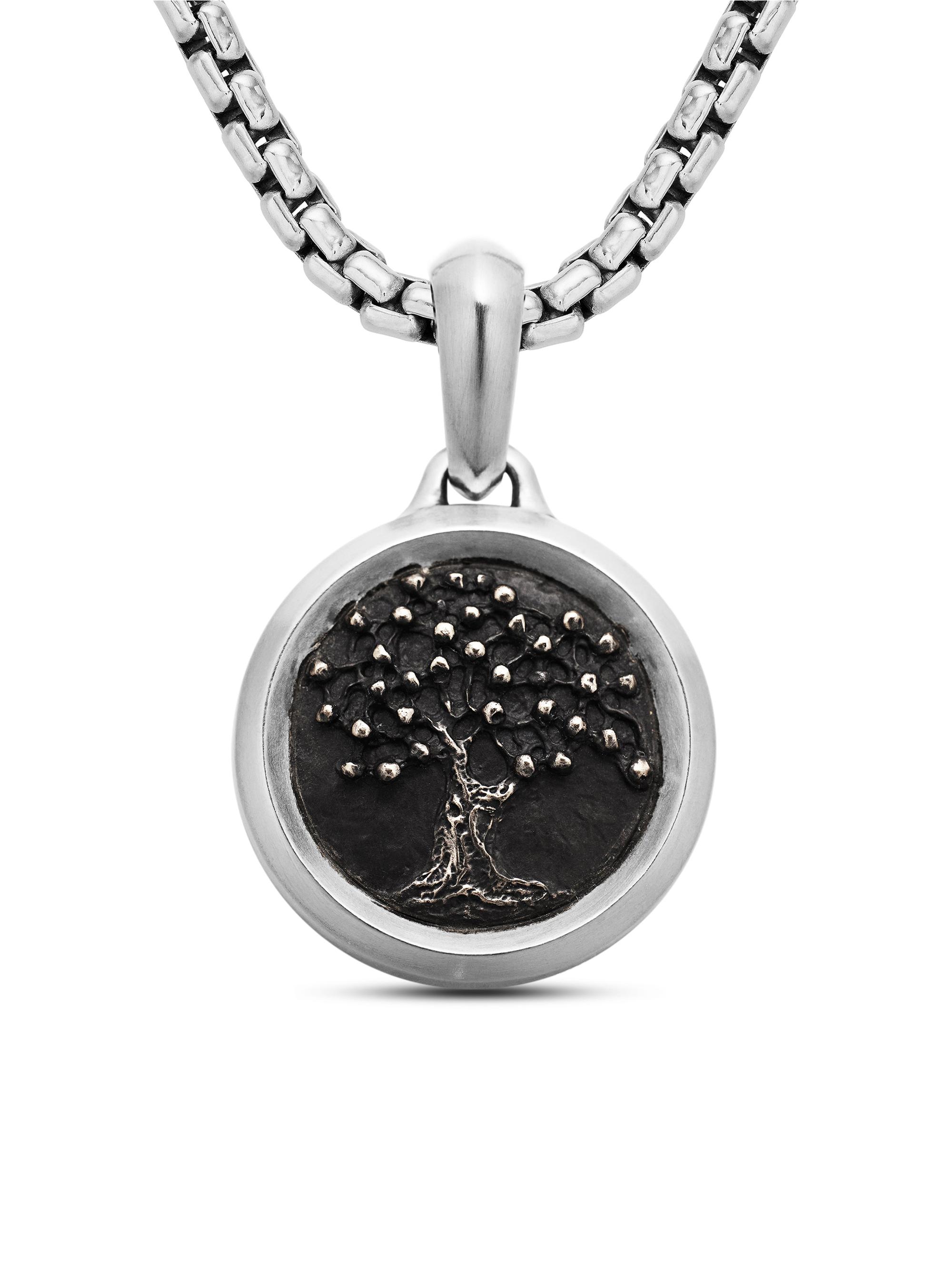 David Yurman Men's Tree of Life Amulet in Sterling Silver with Bronze, 22.8mm - Silver