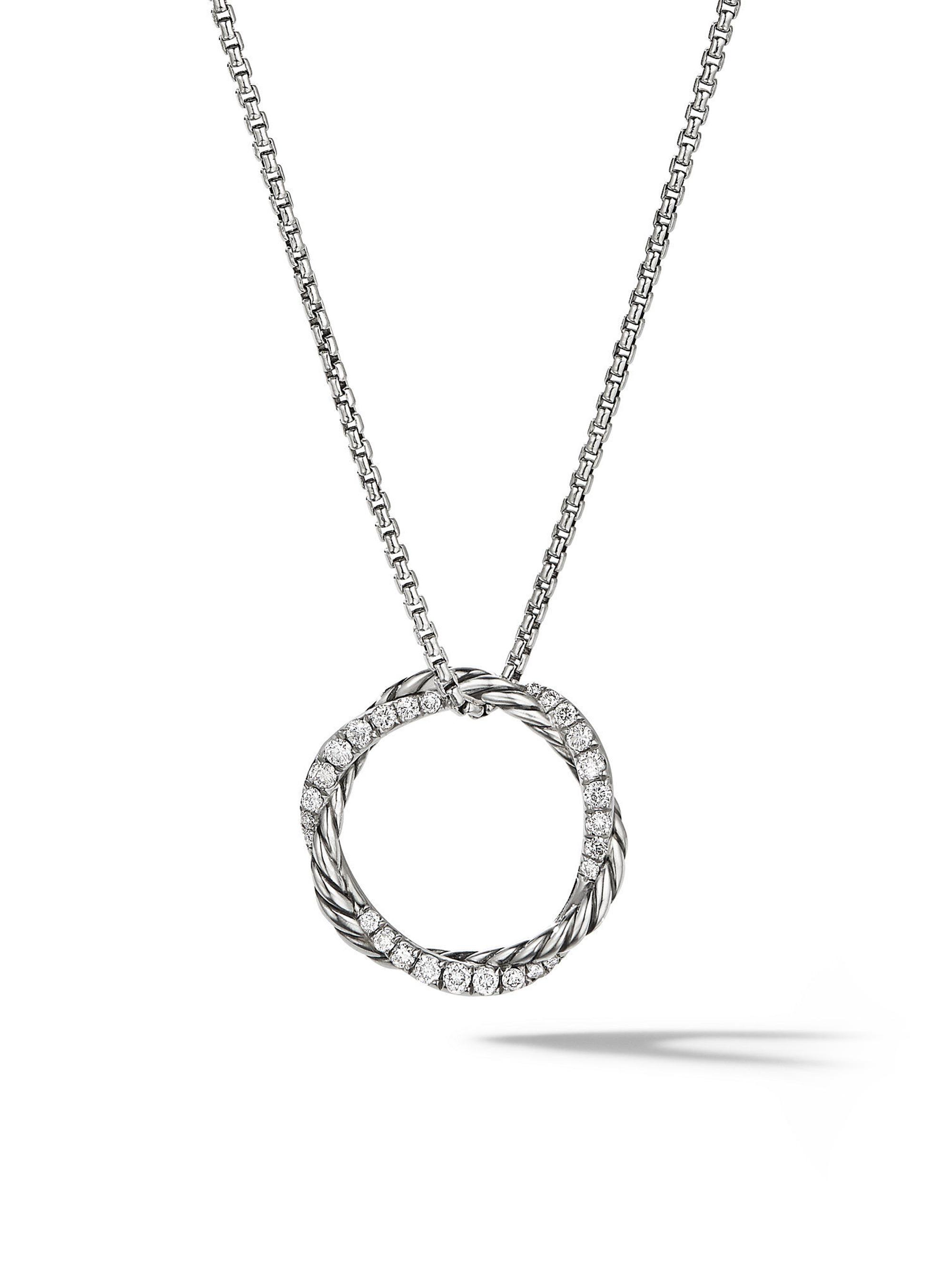 David Yurman Women's Petite Infinity Pendant Necklace in Sterling Silver with Diamonds, 18mm - Diamond