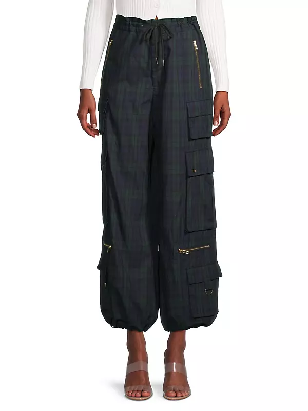 Cynthia Rowley Plaid Cargo Pants in Red
