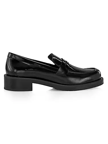 Palmer 40MM Brushed Leather Stacked Heel Loafers