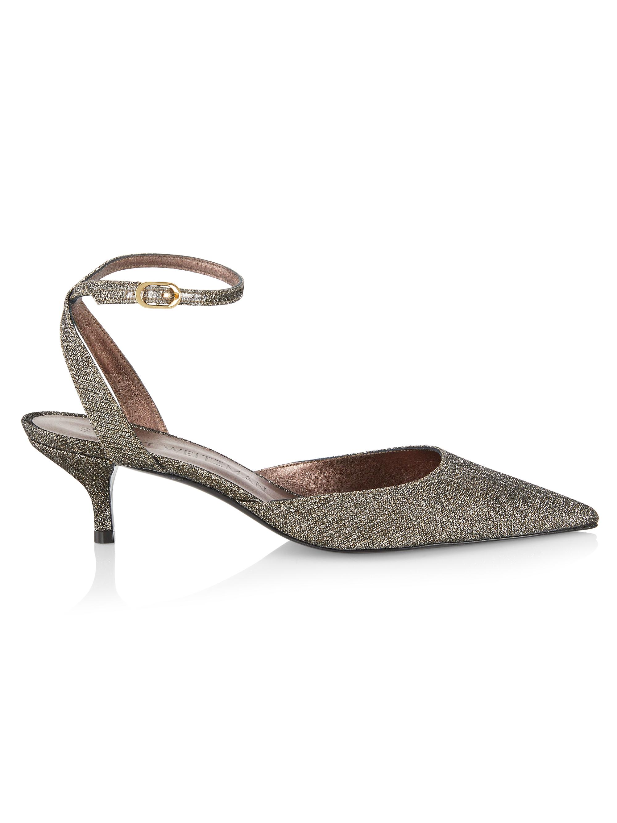 Stuart Weitzman Women's Barelythere 50MM Shimmery Kitten Heels - New Pyrite