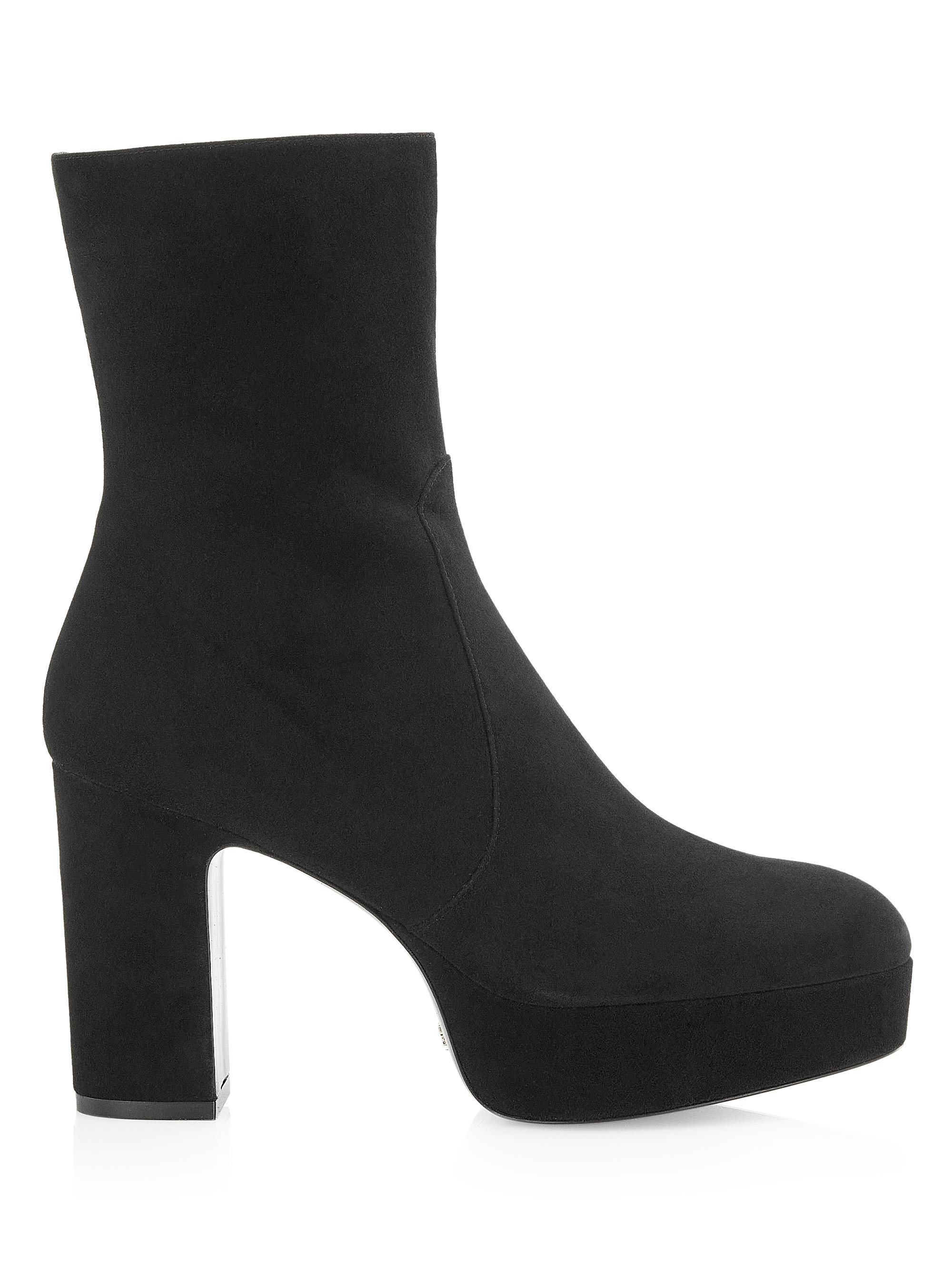 Stuart Weitzman Women's Lala 110MM Suede Side-Zip Platform Booties - Black
