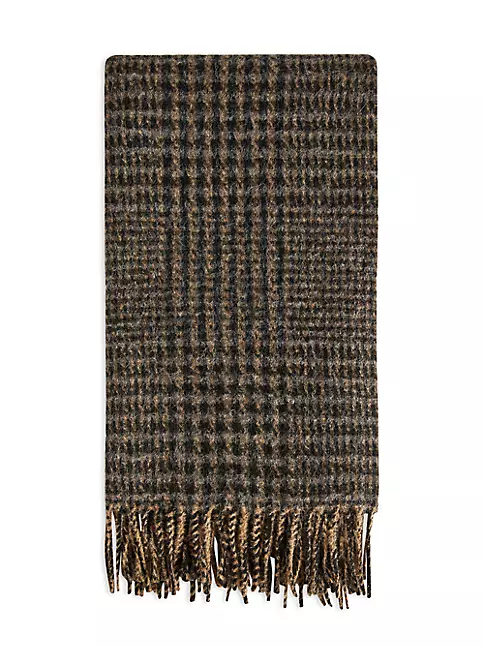 Gucci Monogram-pattern Fringed-trim Wool Scarf in Gray