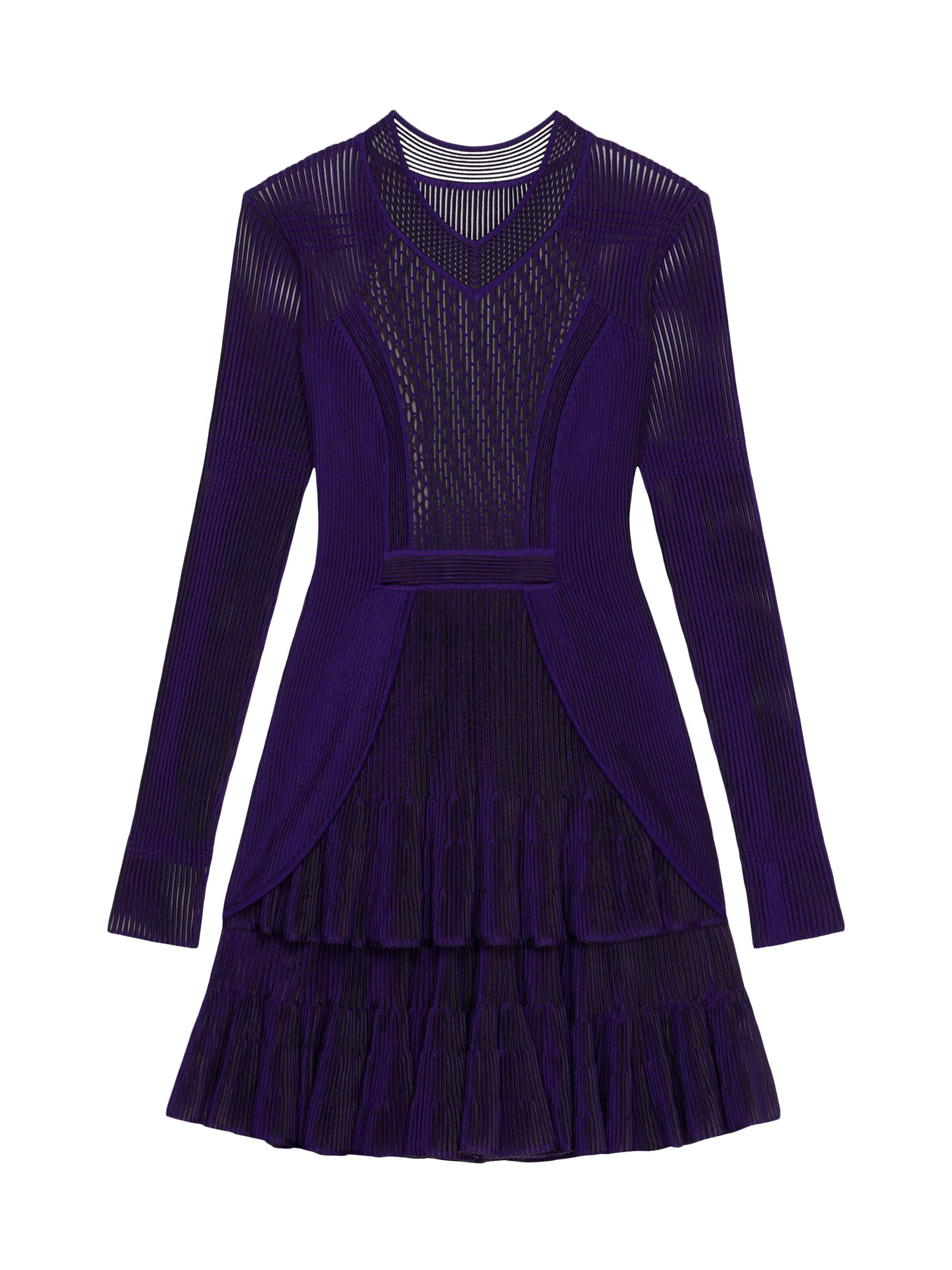 Givenchy Women's Dress in Transparent Knit with Overlapped Effect - Purple