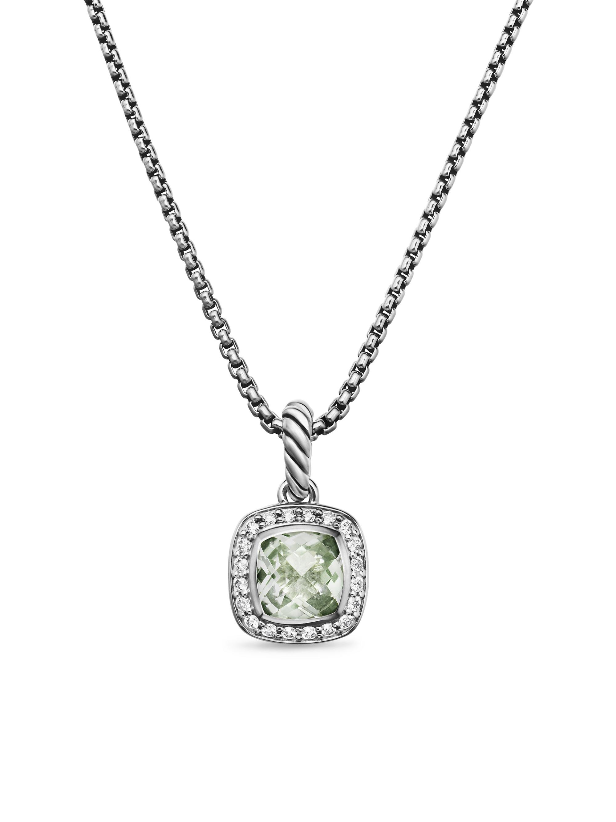 David Yurman Women's Petite Albion Pendant Necklace in Sterling Silver - White Topaz