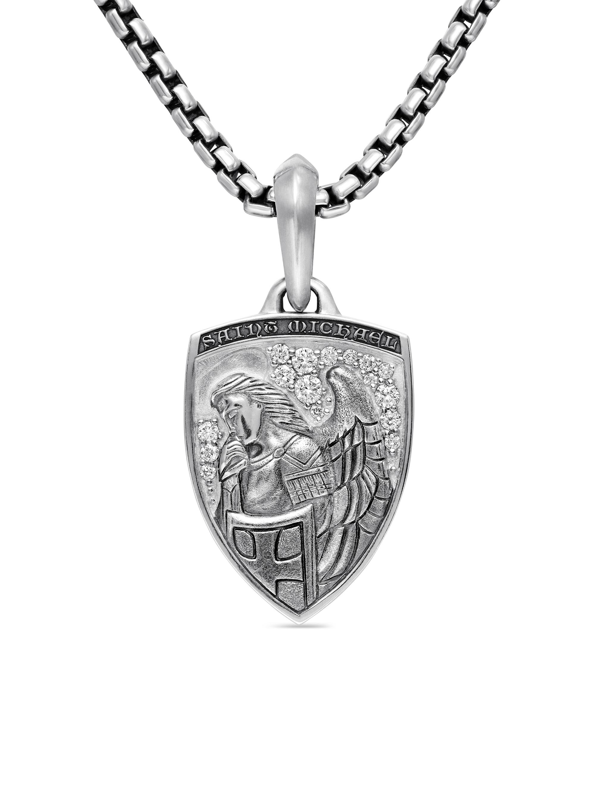 David Yurman Men's St. Michael Amulet in Sterling Silver - Diamond