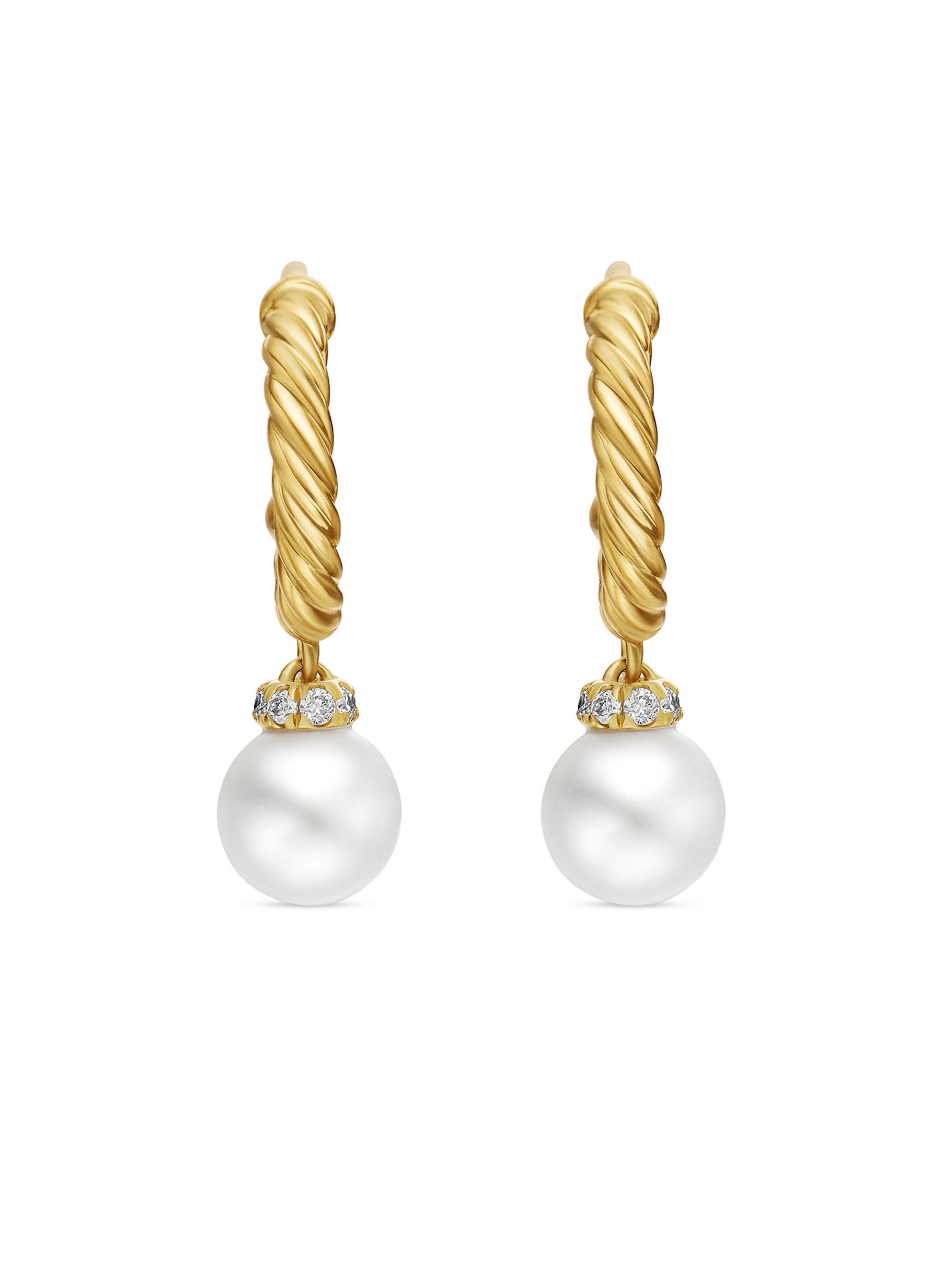 David Yurman Petite Solari Hoop Drop Earrings in 18K White Gold