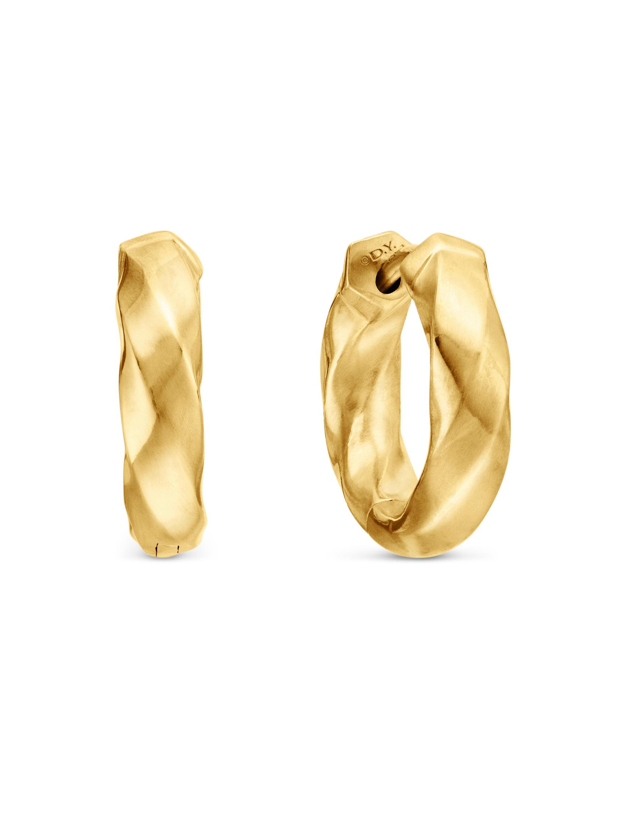 David Yurman Women's Cable Edge Huggie Hoop Earrings in 18K Yellow Gold, 13mm - Gold