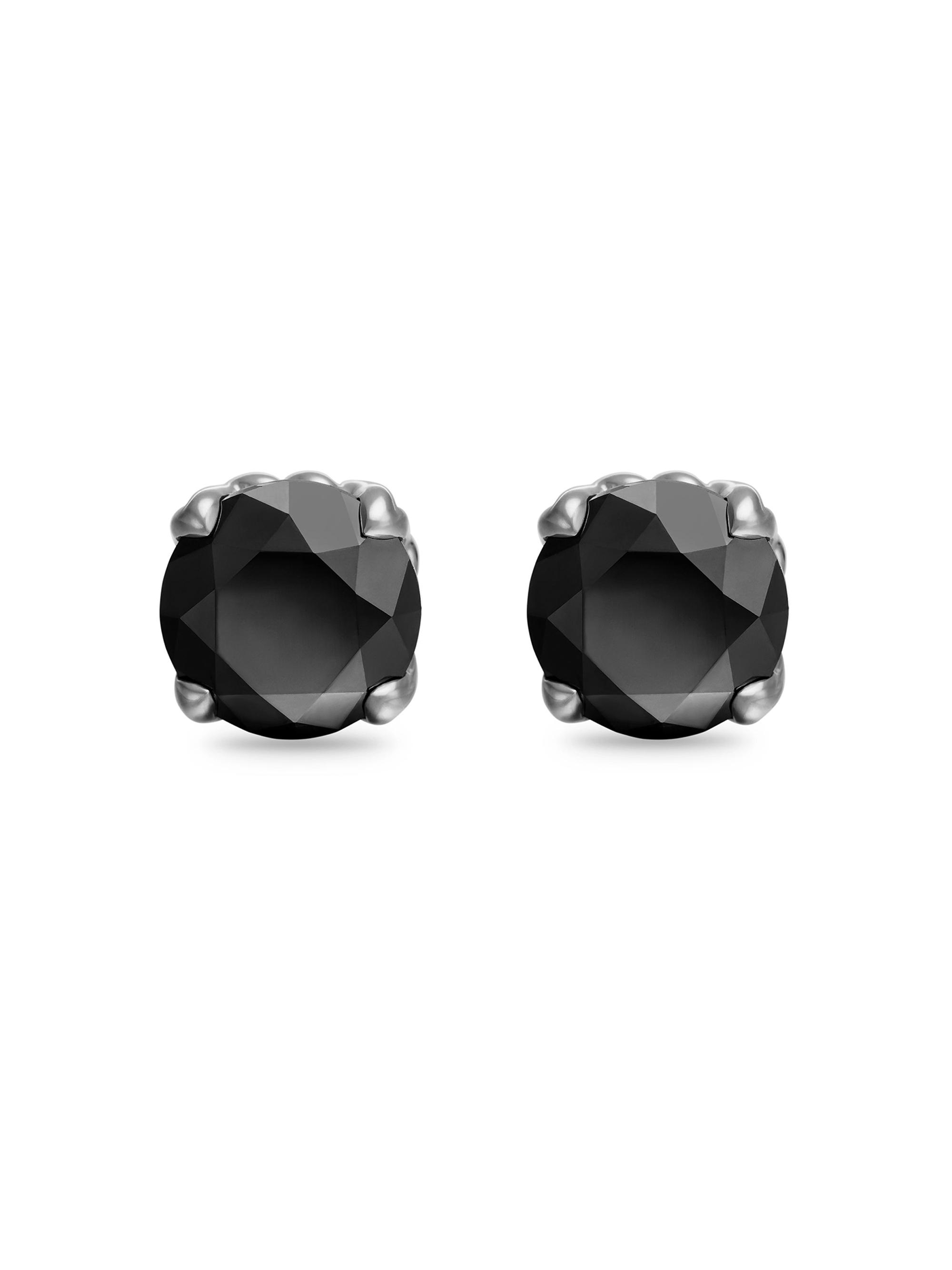 David Yurman Men's Stud Earring in Sterling Silver - Black Diamond