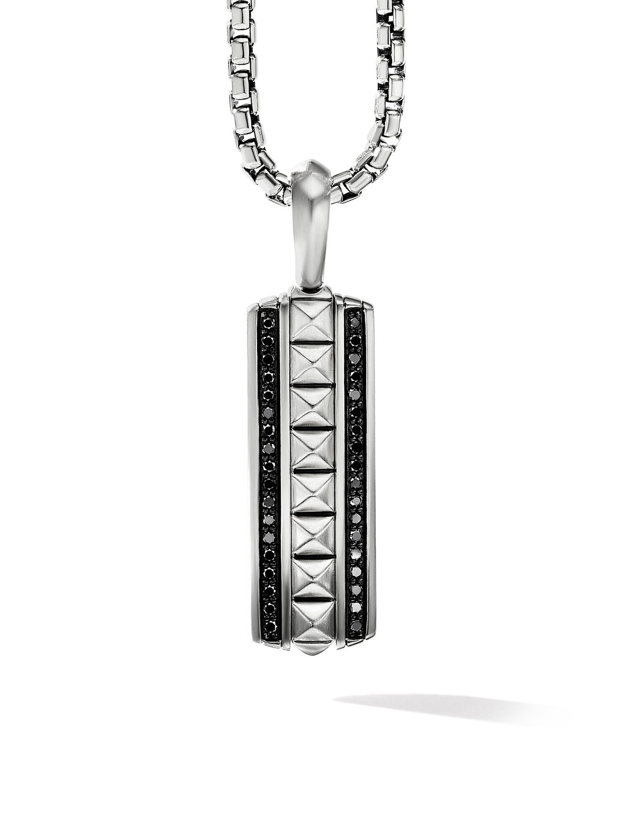 David Yurman Men's Pyramid Ingot Tag with Pavé Black Diamonds - Black