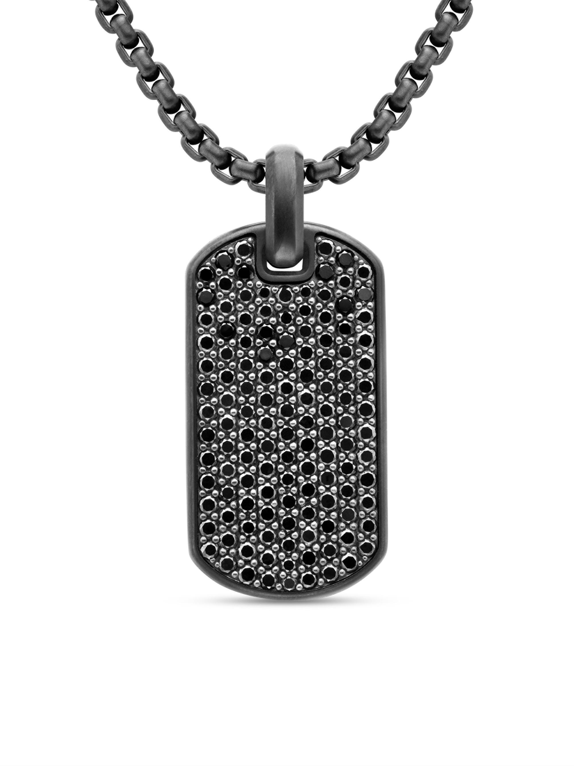 David Yurman Men's Chevron Tag in Black Titanium - Black Diamond