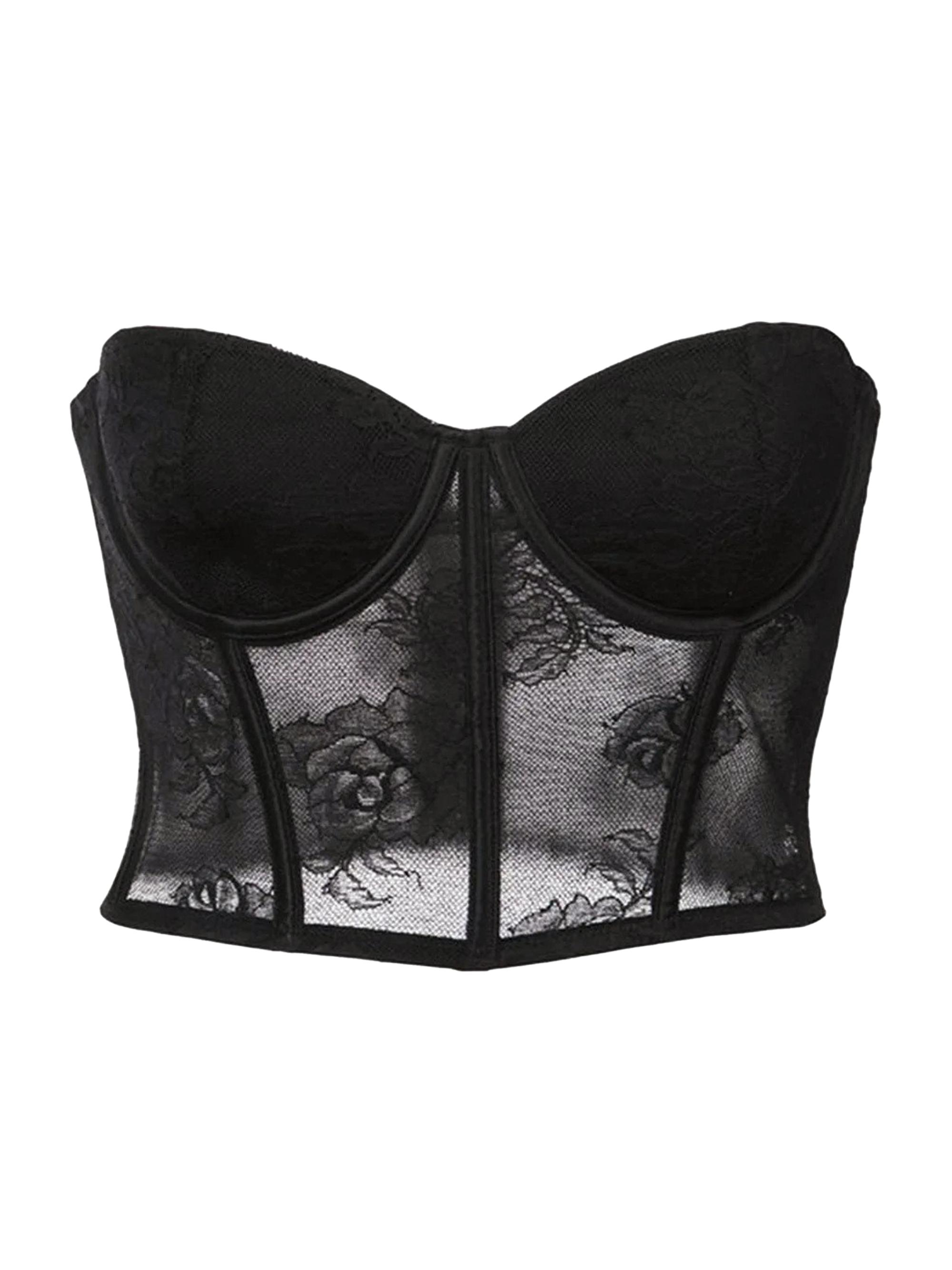 Fleur du Mal Women's Bouquet Lace Bustier Top - Black