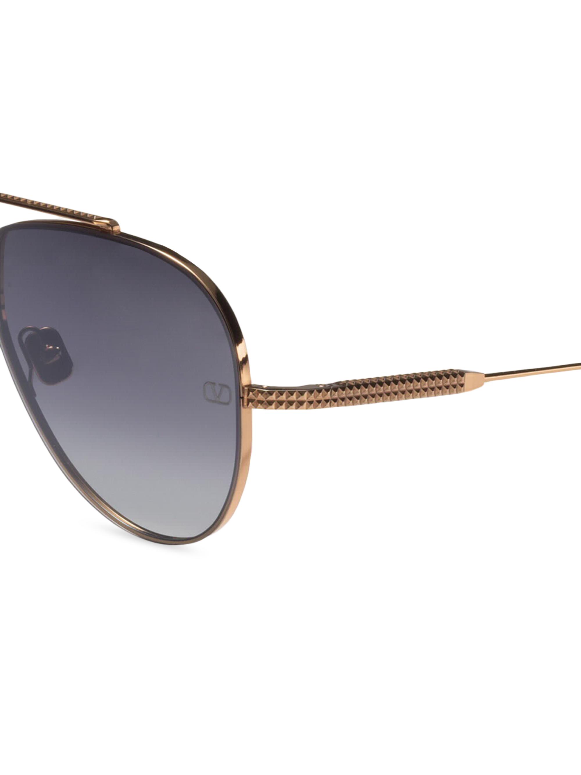 Valentino Dark-Tinted Aviator Sunglasses with White Case Valentino Garavani XVI 64MM Aviator Sunglasses | Saks Fifth  main image 4