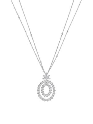 Chopard Women's L'Heure du Diamant Marquise18K White Gold & 6.29 TCW Diamond Double Oval Pendant Necklace - White Gold