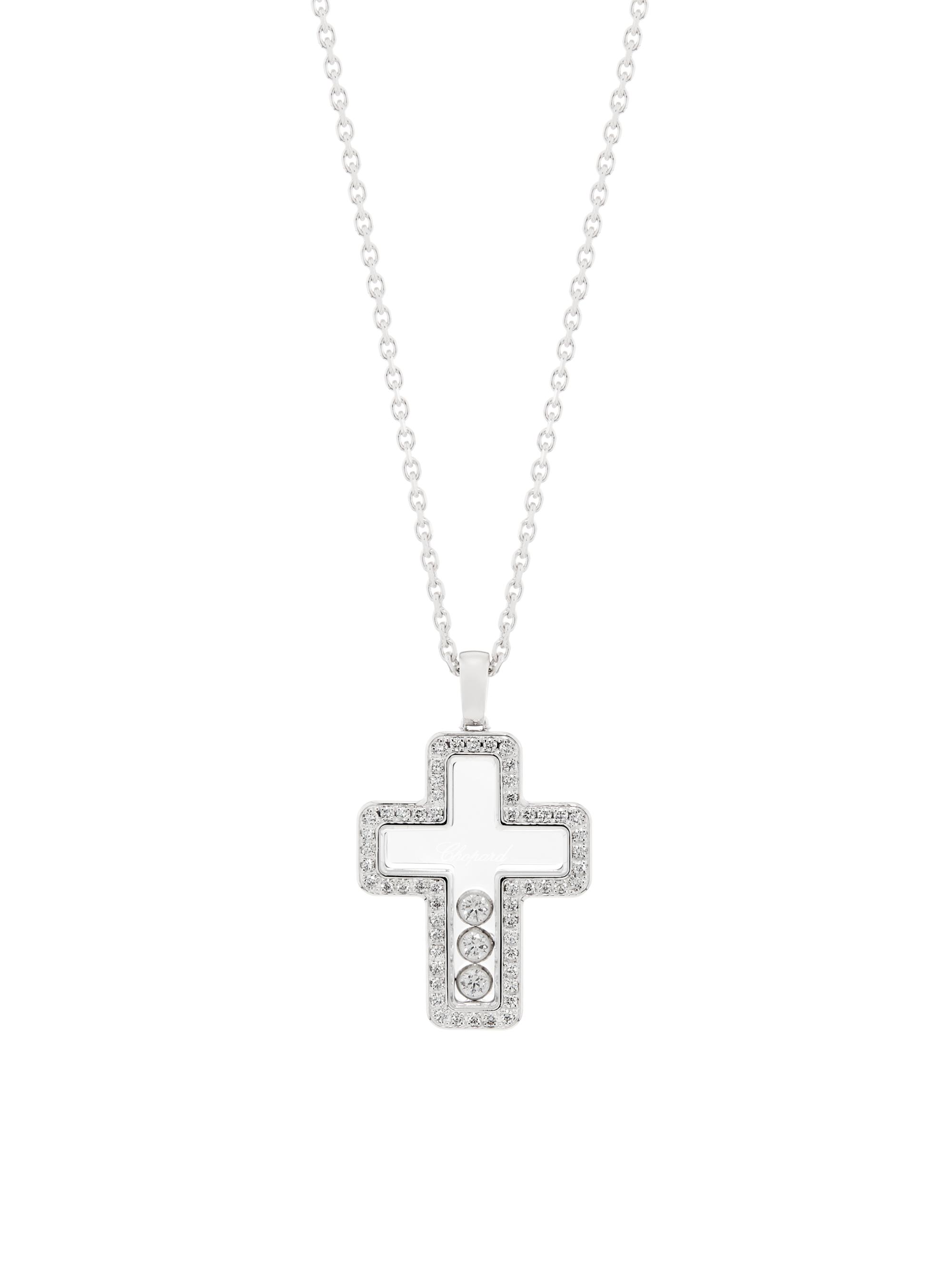 Chopard Women's Happy Dia Wg Cross Pendant Necklace - White Gold