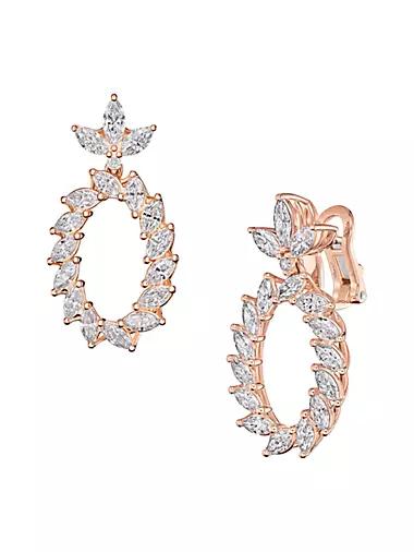 L'Heure Du Diamant 18K Rose Gold & 4.25 TCW Diamond Oval Drop Earrings