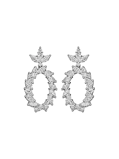 L'Heure du Diamant Oval Marquise 18K White Gold & 4.25 TCW Diamond Clip-On Drop Earrings