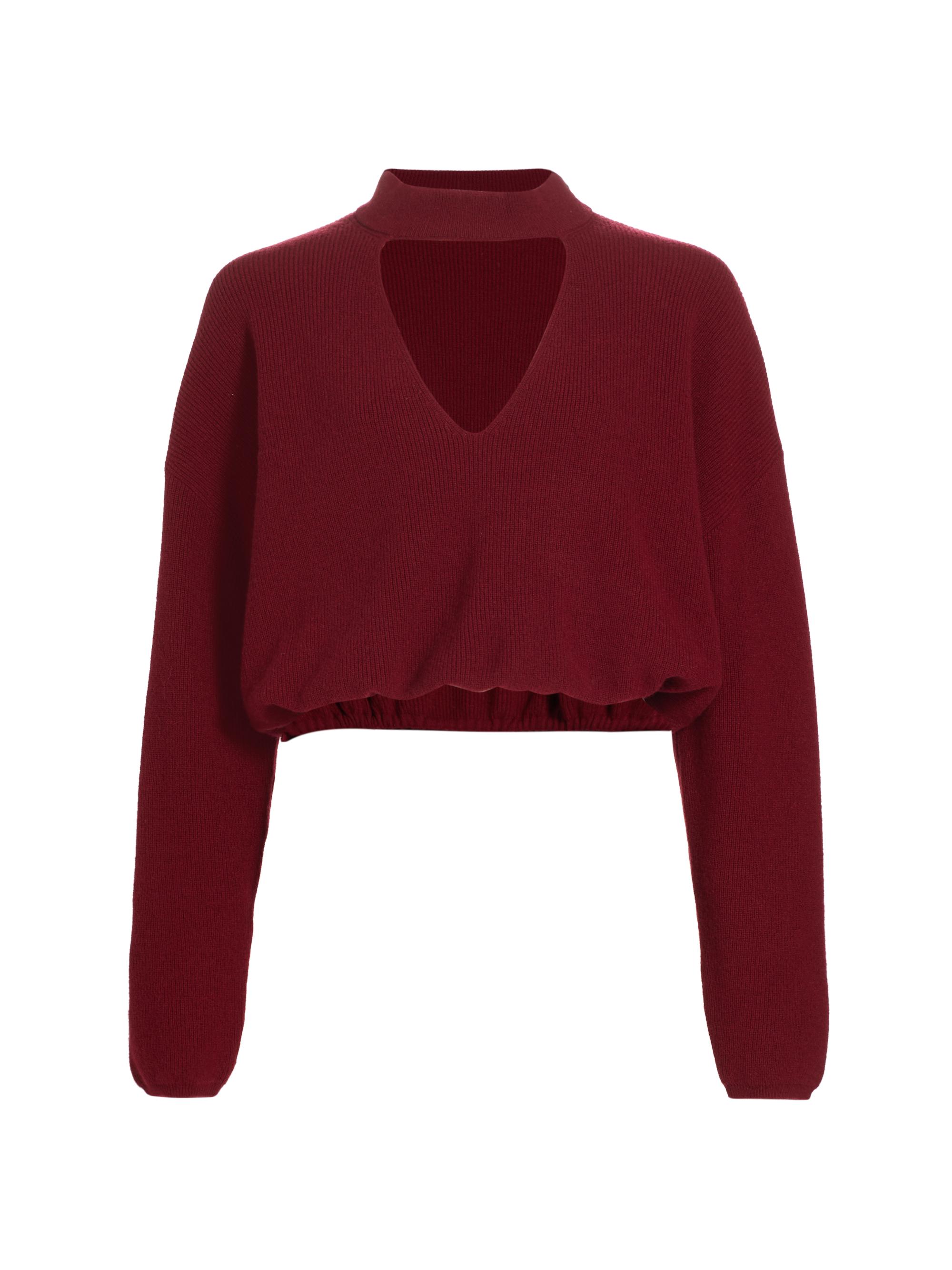 The Sei Women's Chocker Wool Keyhole Sweater - Garnet