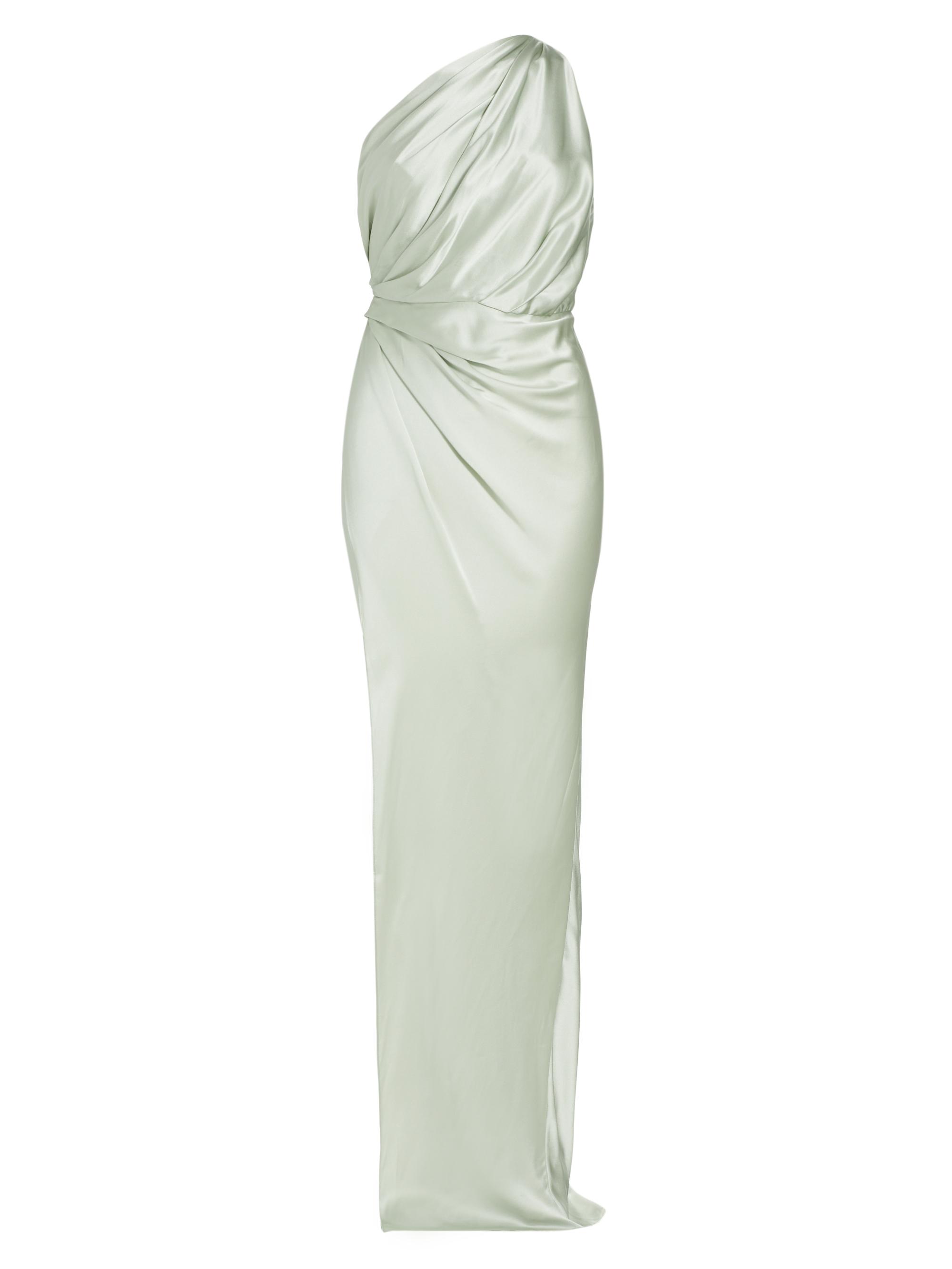 The Sei Women's Silk Draped One-Shoulder Gown - Tin