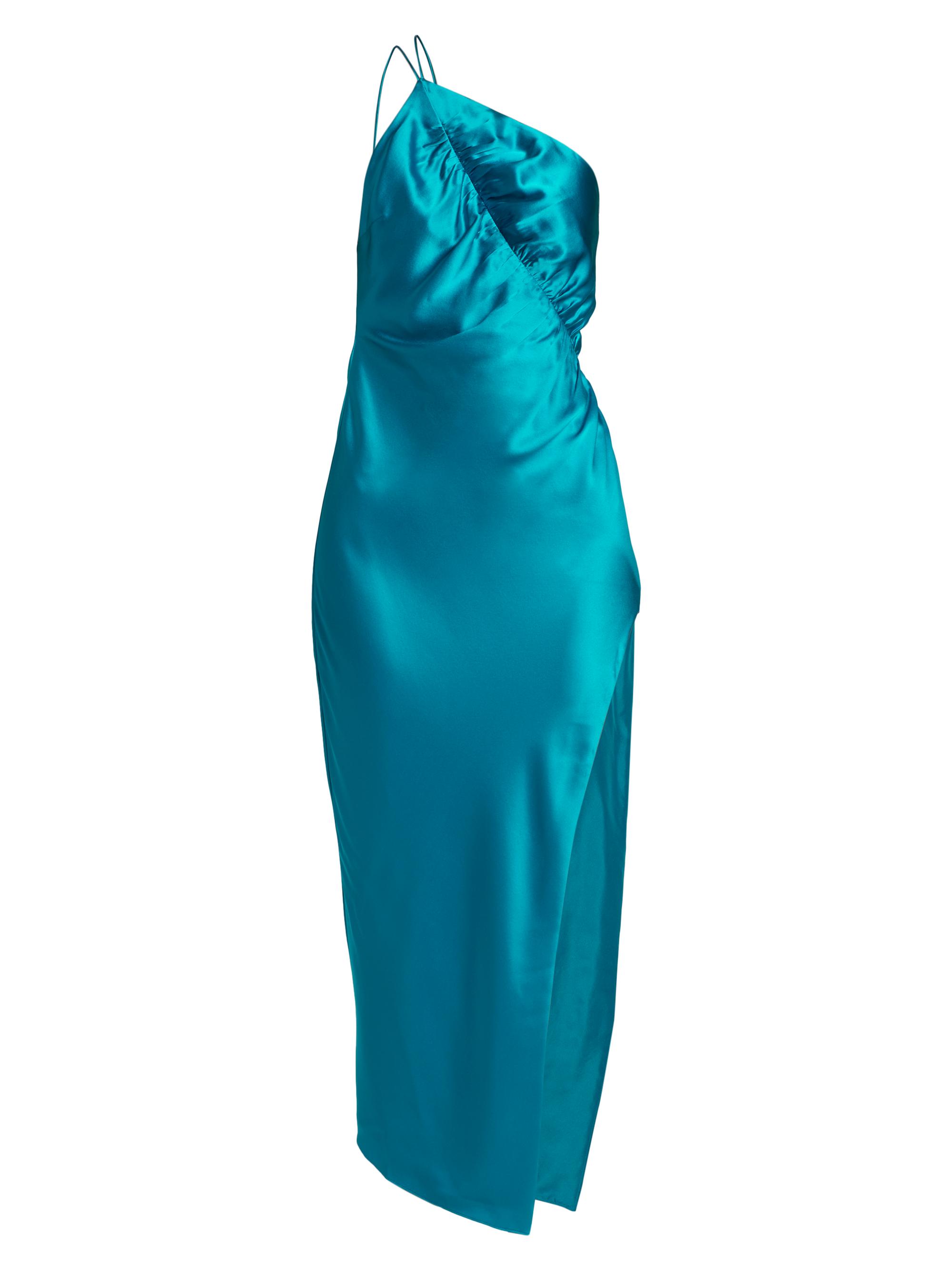 The Sei Women's Leaf Silk Satin Midi-Dress - Lake
