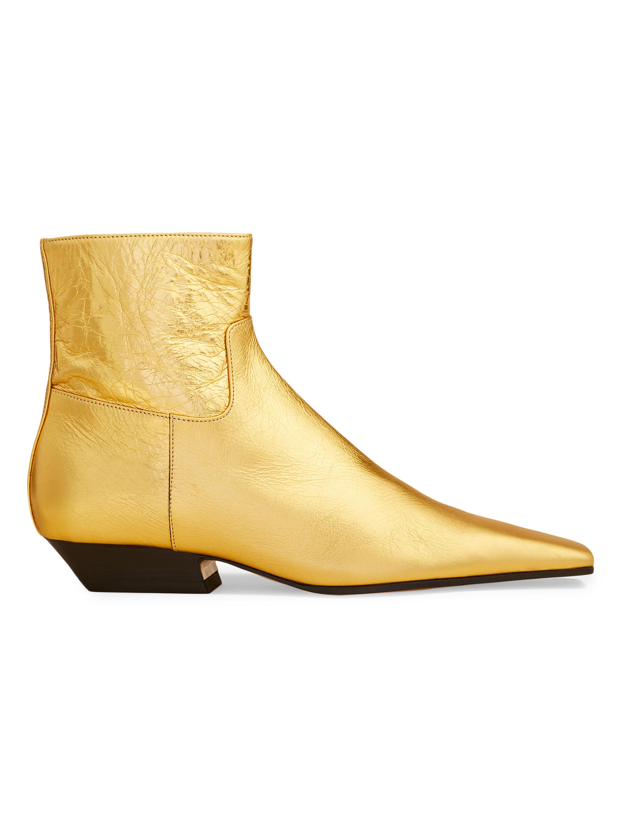 Khaite Women's Marfa Metallic Leather Ankle Booties - Gold
