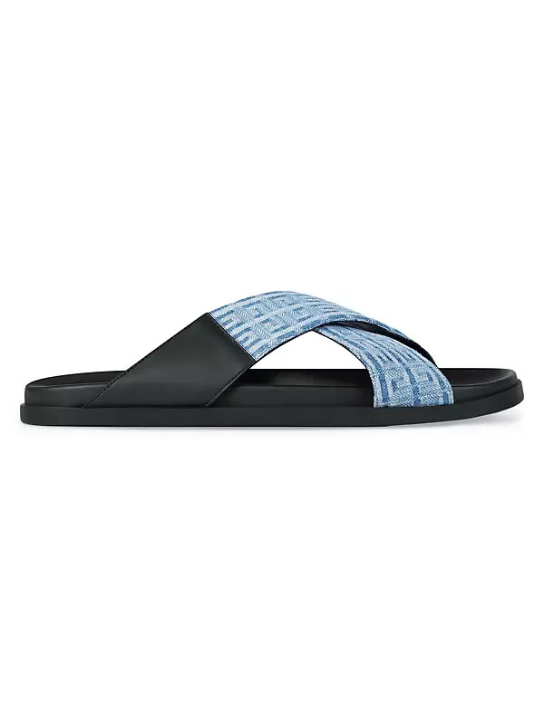 Shop Givenchy G Plage Flat Sandals with Crossed Straps in 4G Denim 