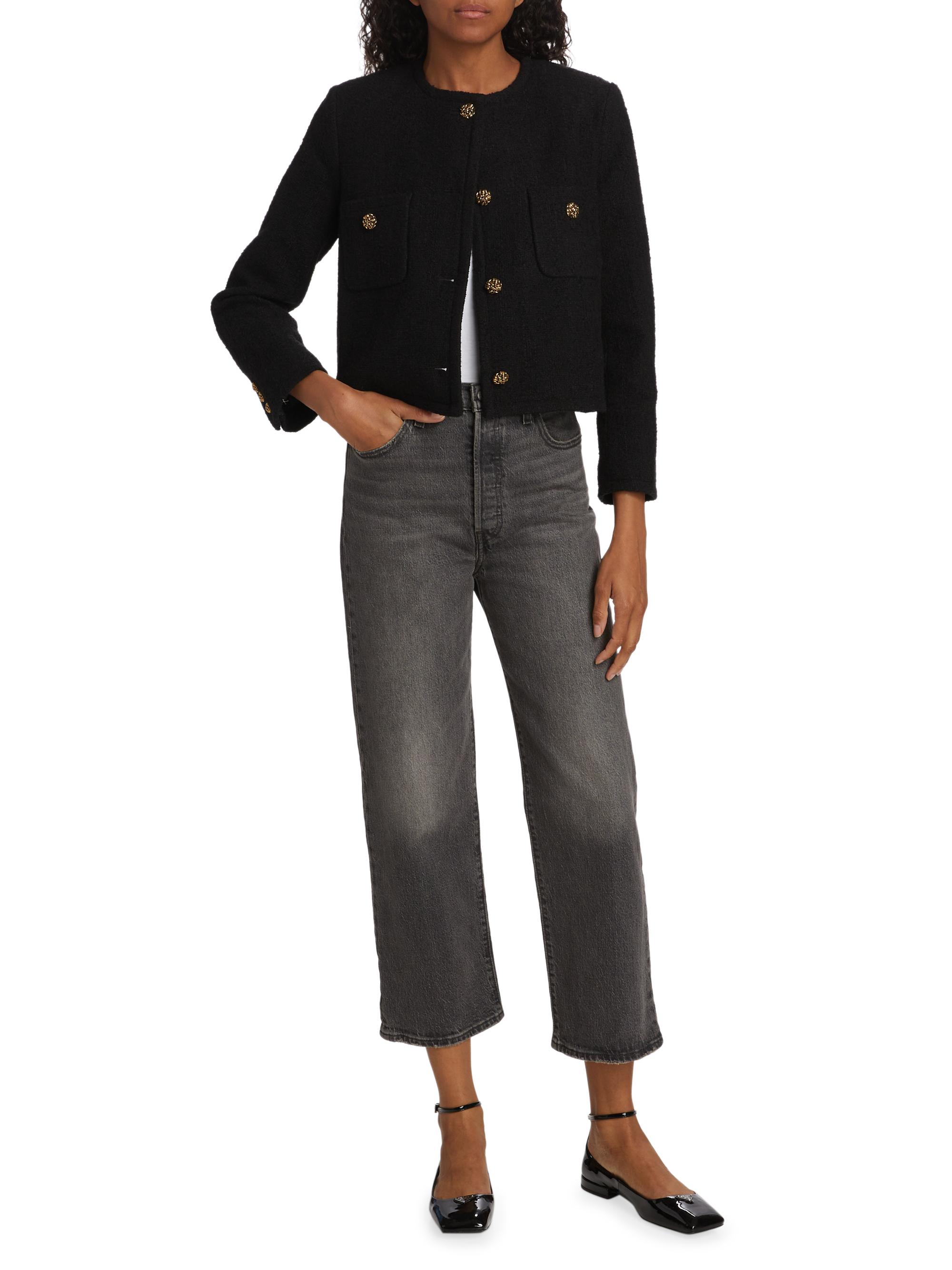 ba&sh ブラック ジャケット ba&sh Meredith Tweed Cotton-Blend Jacket | Saks Fifth Avenue