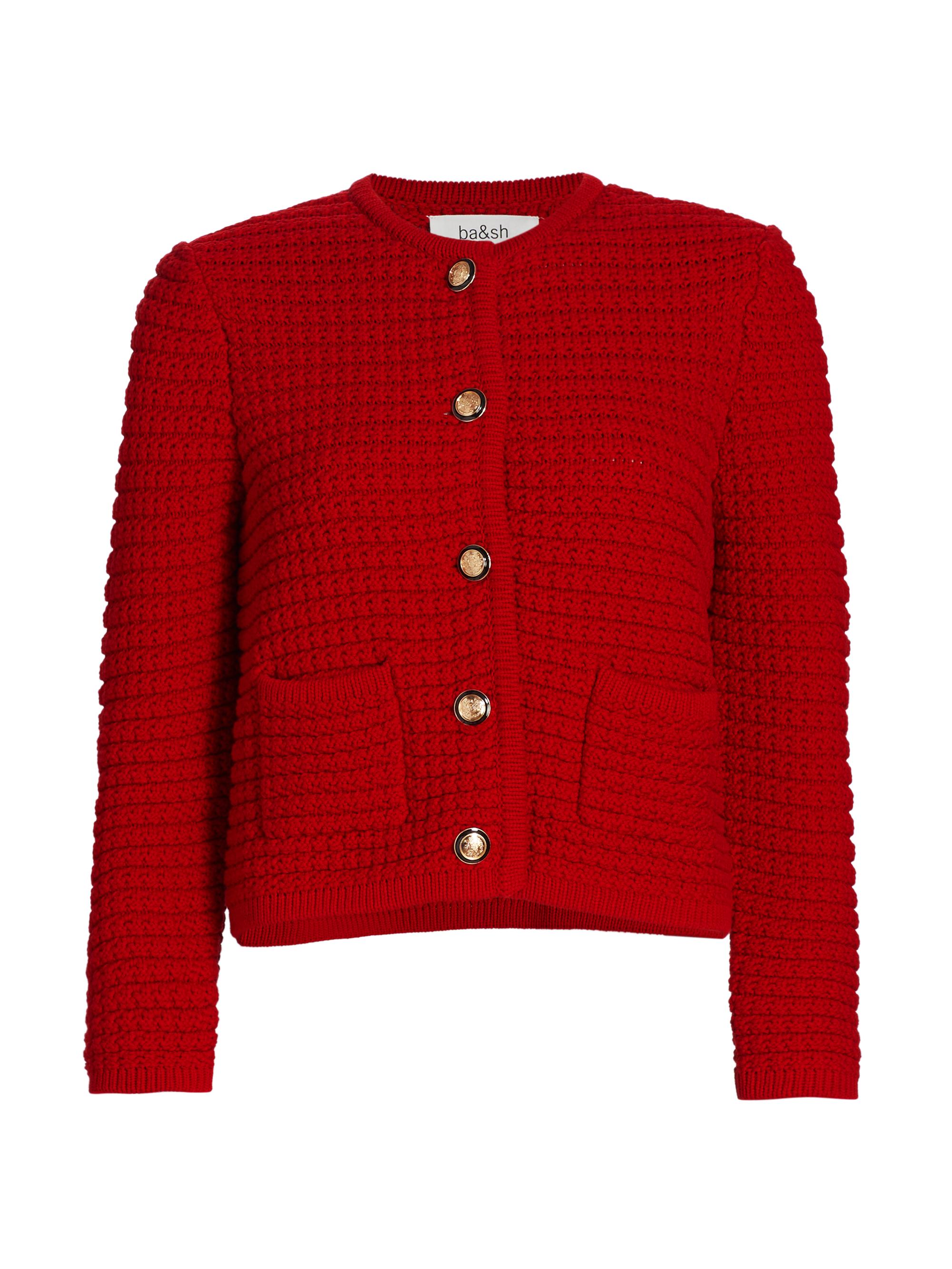 ba & sh Women's Gaspard Knit Cotton-Blend Cardigan - Rouge