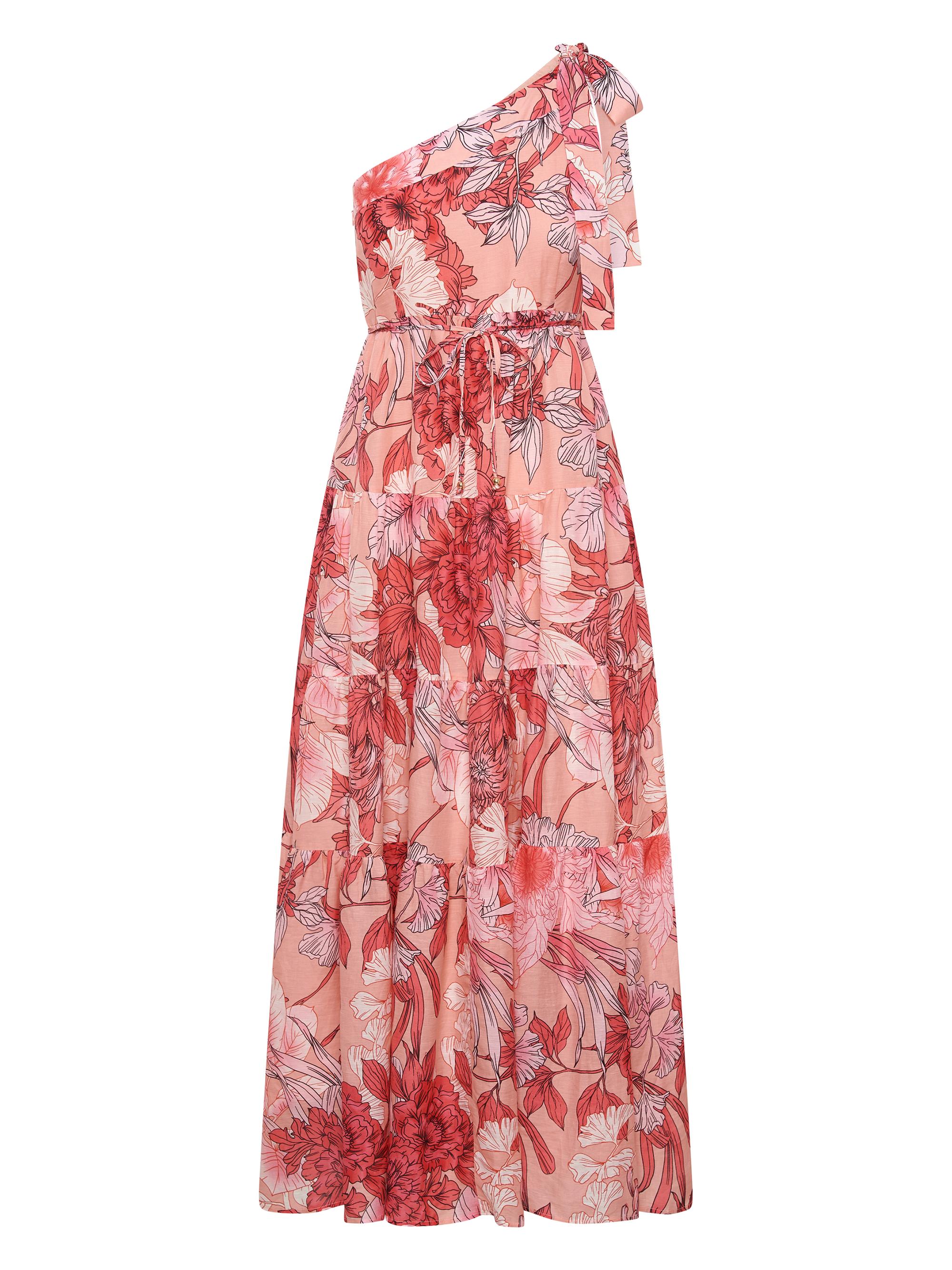 Kivari Women's Freya Floral One-Shoulder Maxi Dress - Pink Large Floral