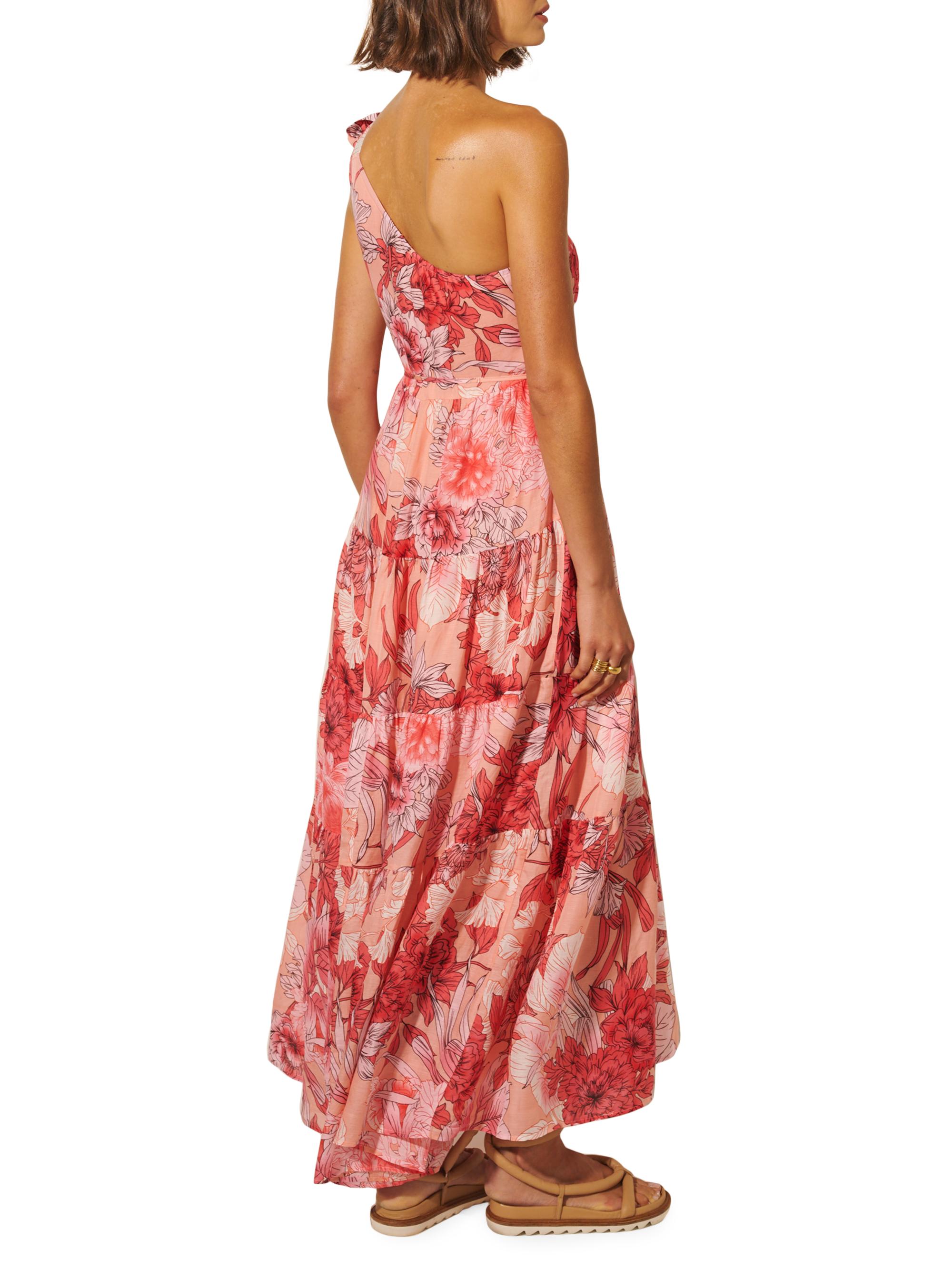 open lace back dress Sugarlips Women's Hemmi Floral Print Tie Waist One-Shoulder Maxi Dress - Green