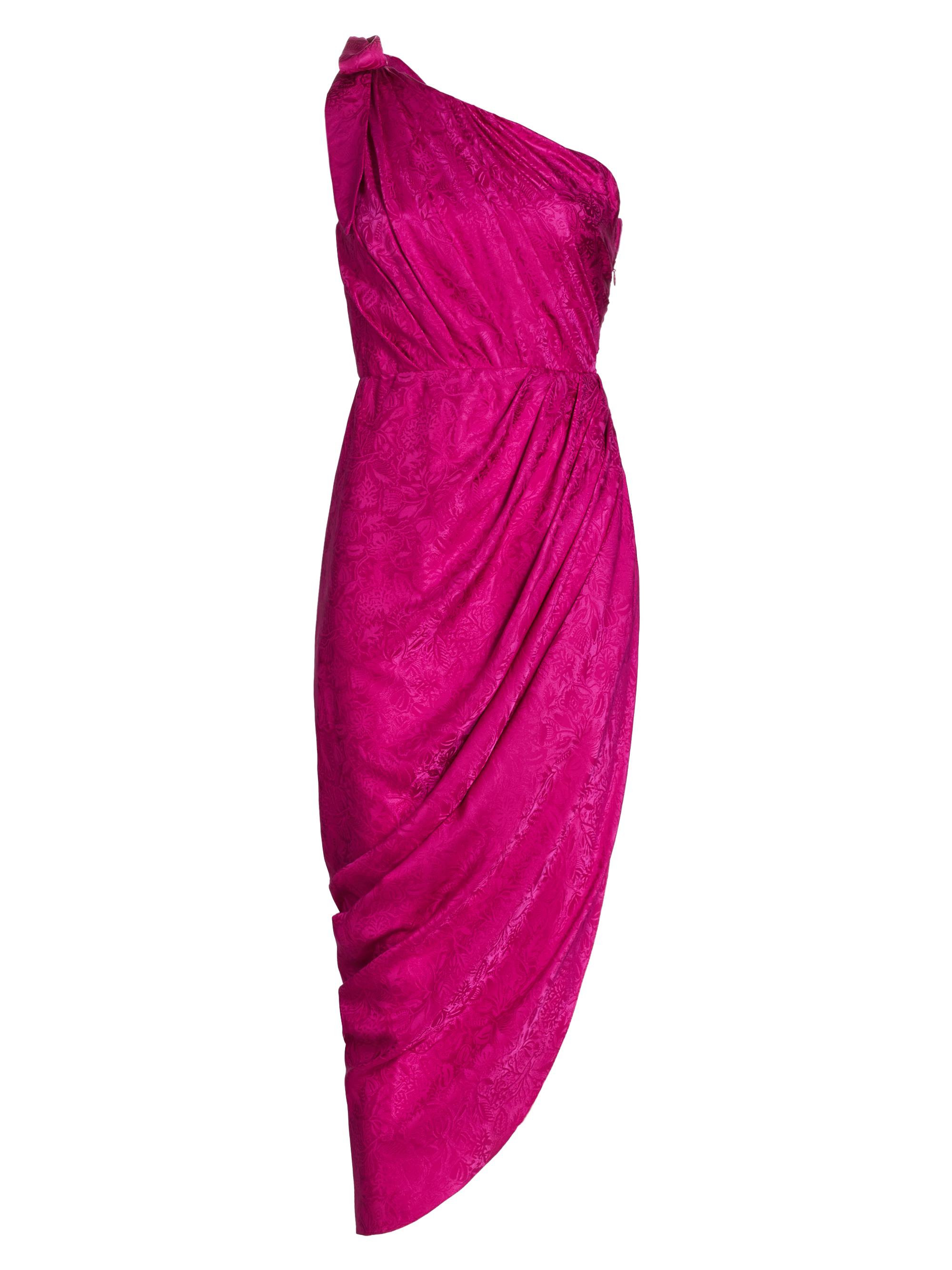 Beatriz Camacho Women's Wildflower Dahlia Silk Midi-Dress - Ruby Fucsia