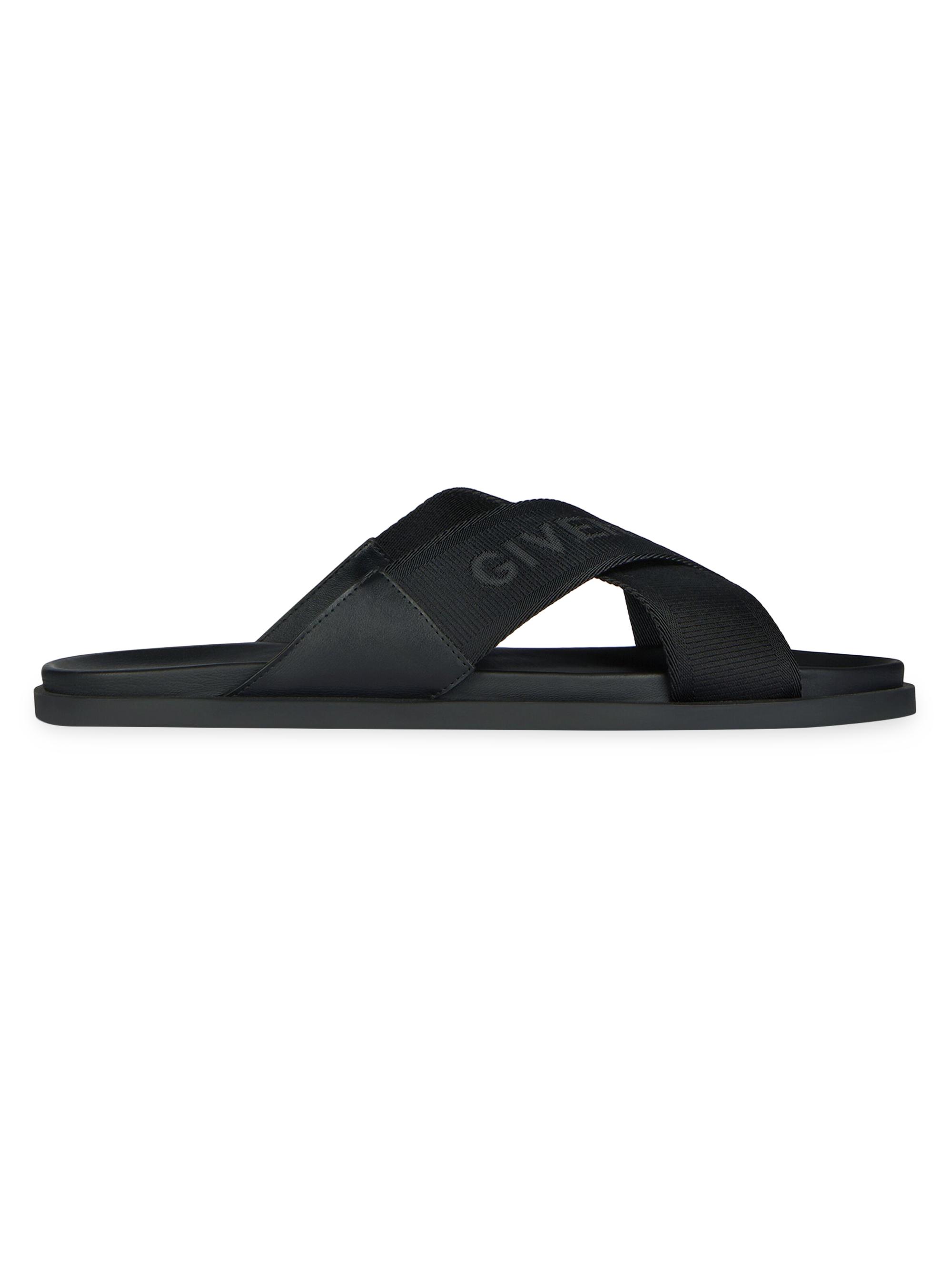 Givenchy G Plage Flat Sandals with Crossed Straps in Webbing