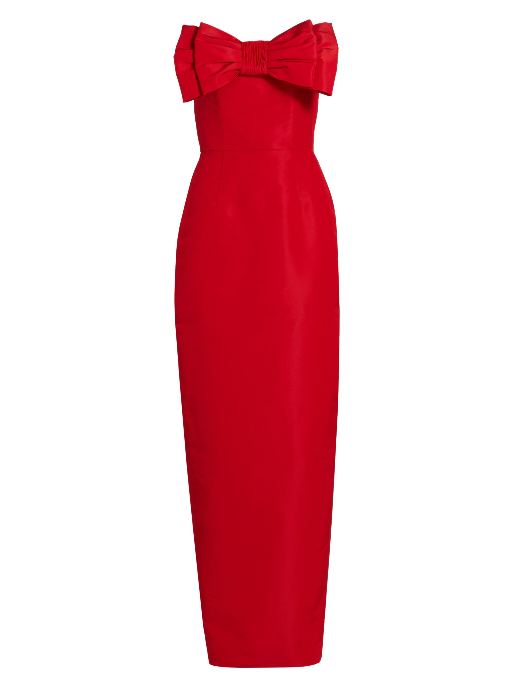 Alexia María Women's Romina Silk Bow-Embellished Column Gown - Red