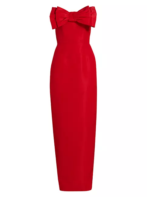 Shop Alexia María Romina Silk Bow-Embellished Column Gown | Saks Fifth ...