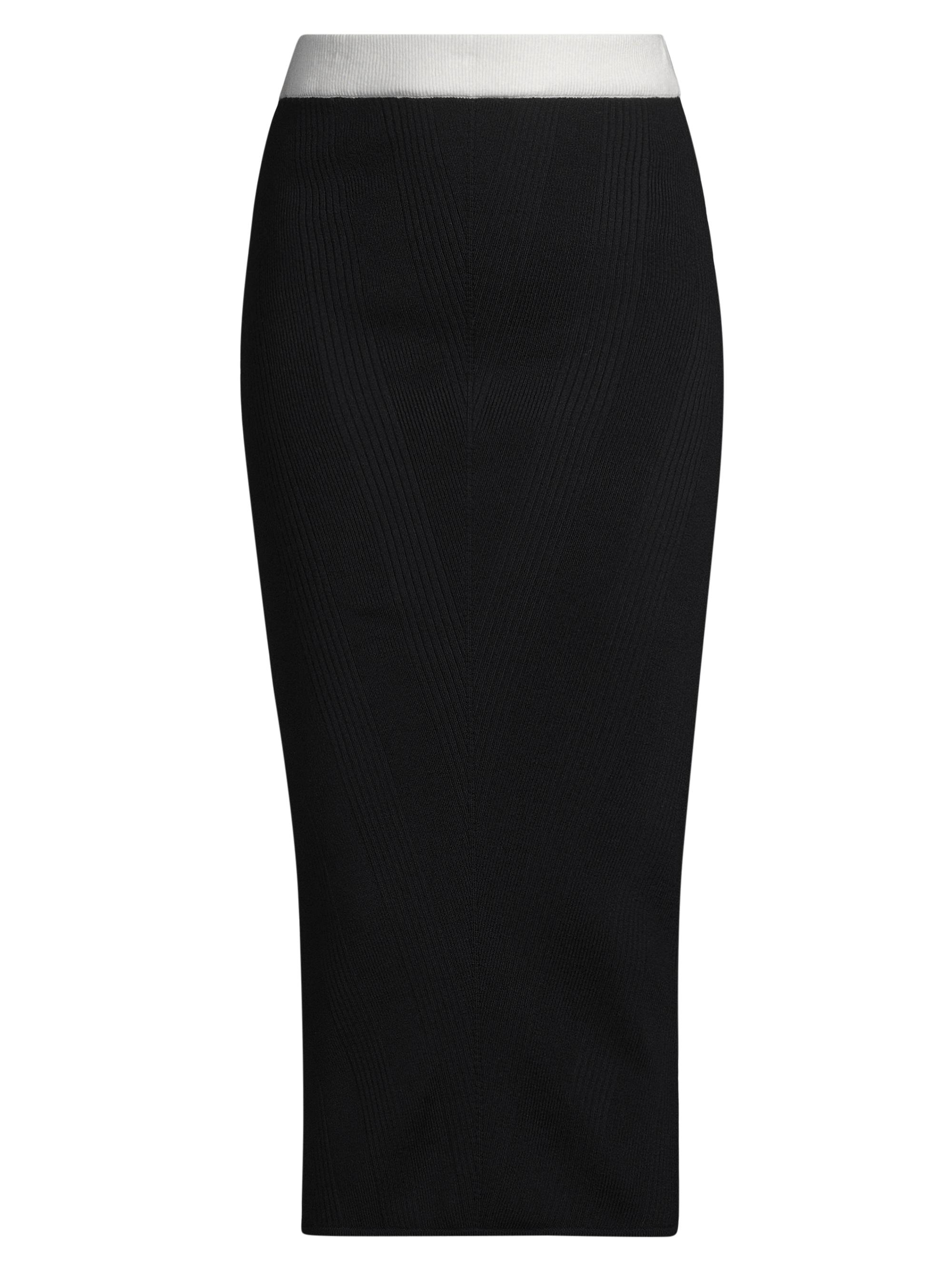 Victor Glemaud Women's Rib-Knit Wool Midi-Skirt - Black White
