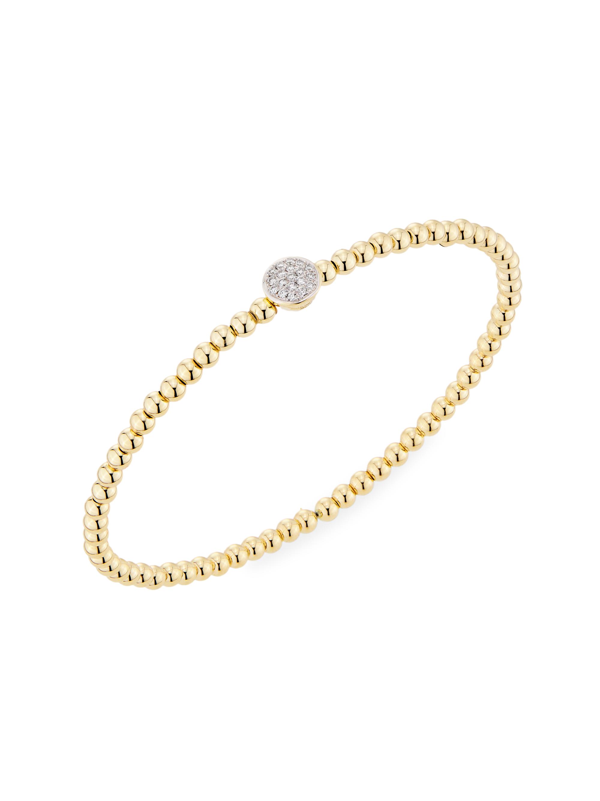 Saks Fifth Avenue Collection Women's 14K Yellow Gold & 0.1 TCW Diamond Beaded Bangle - Gold
