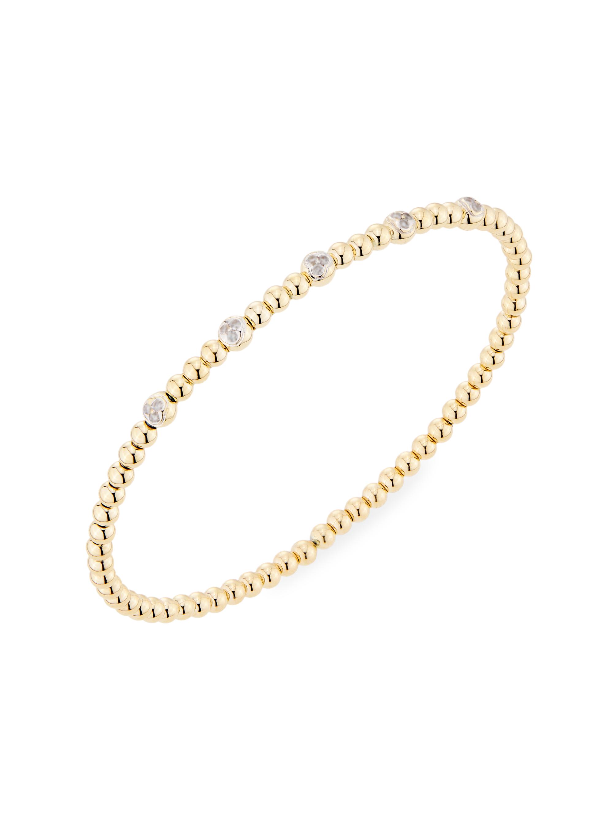 Saks Fifth Avenue Collection Women's 14K Yellow Gold & 0.125 TCW Diamond Beaded Bangle - Gold